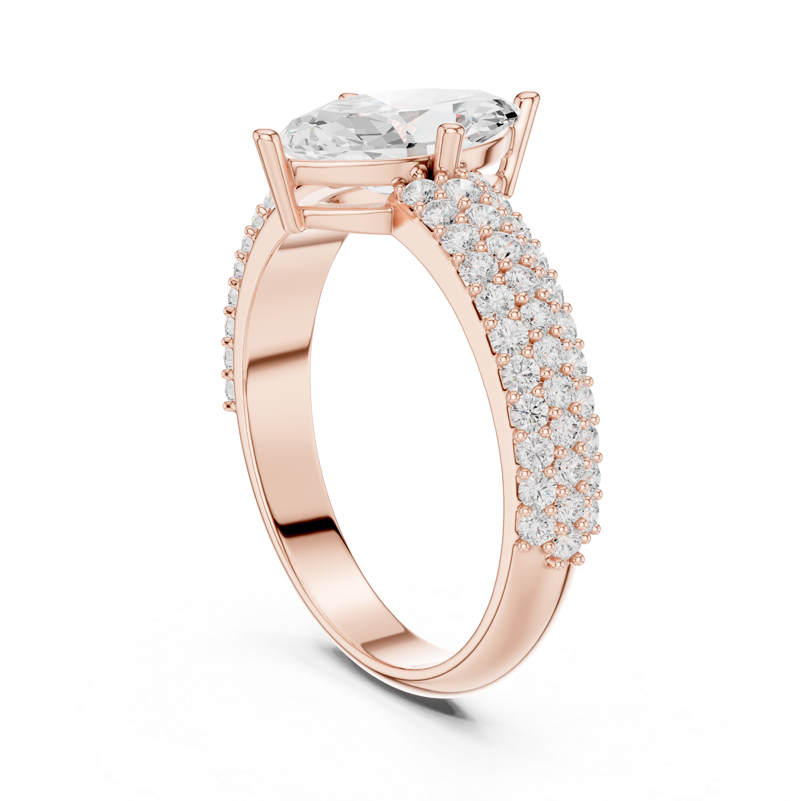 Marquise Triple Pavé Diamond Engagement Ring