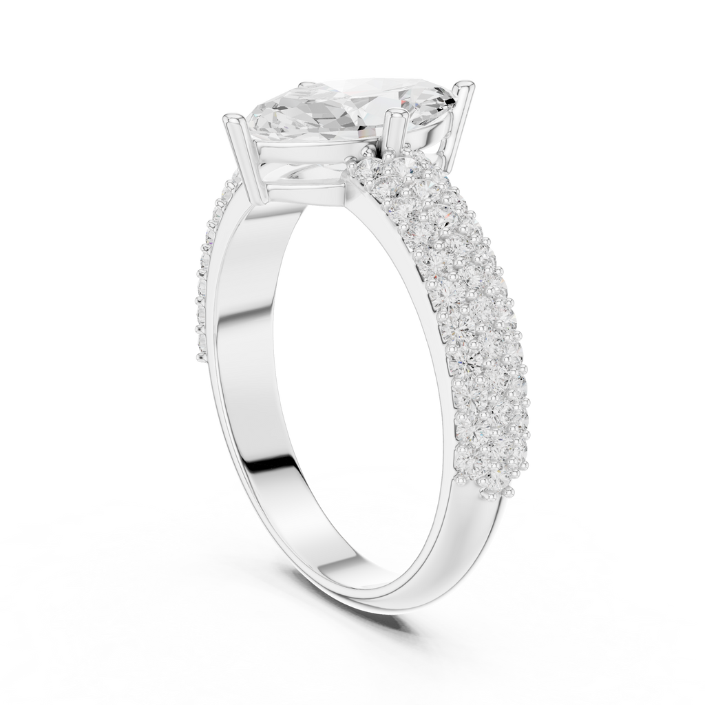 Marquise Triple Pavé Diamond Engagement Ring