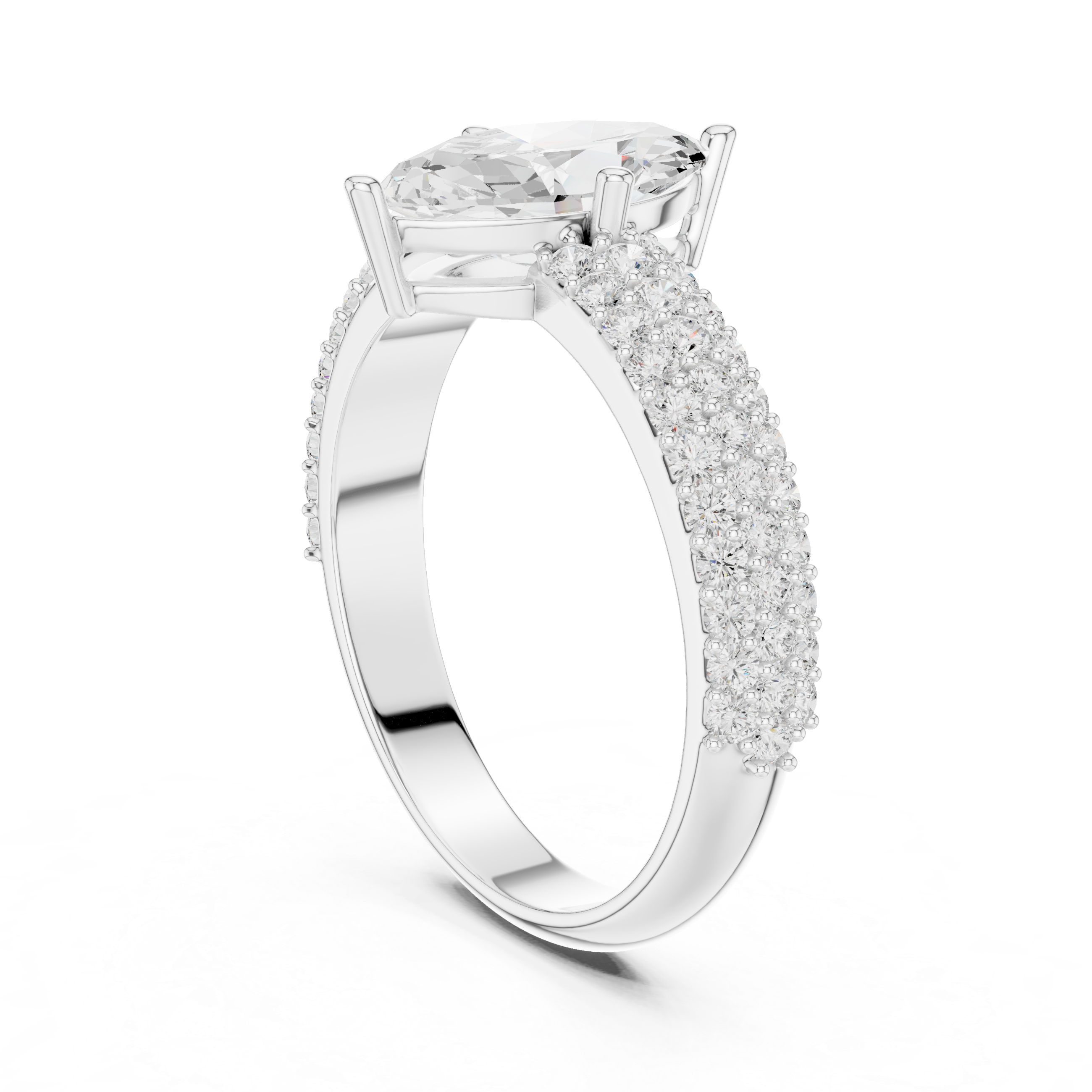 Marquise Triple Pavé Diamond Engagement Ring
