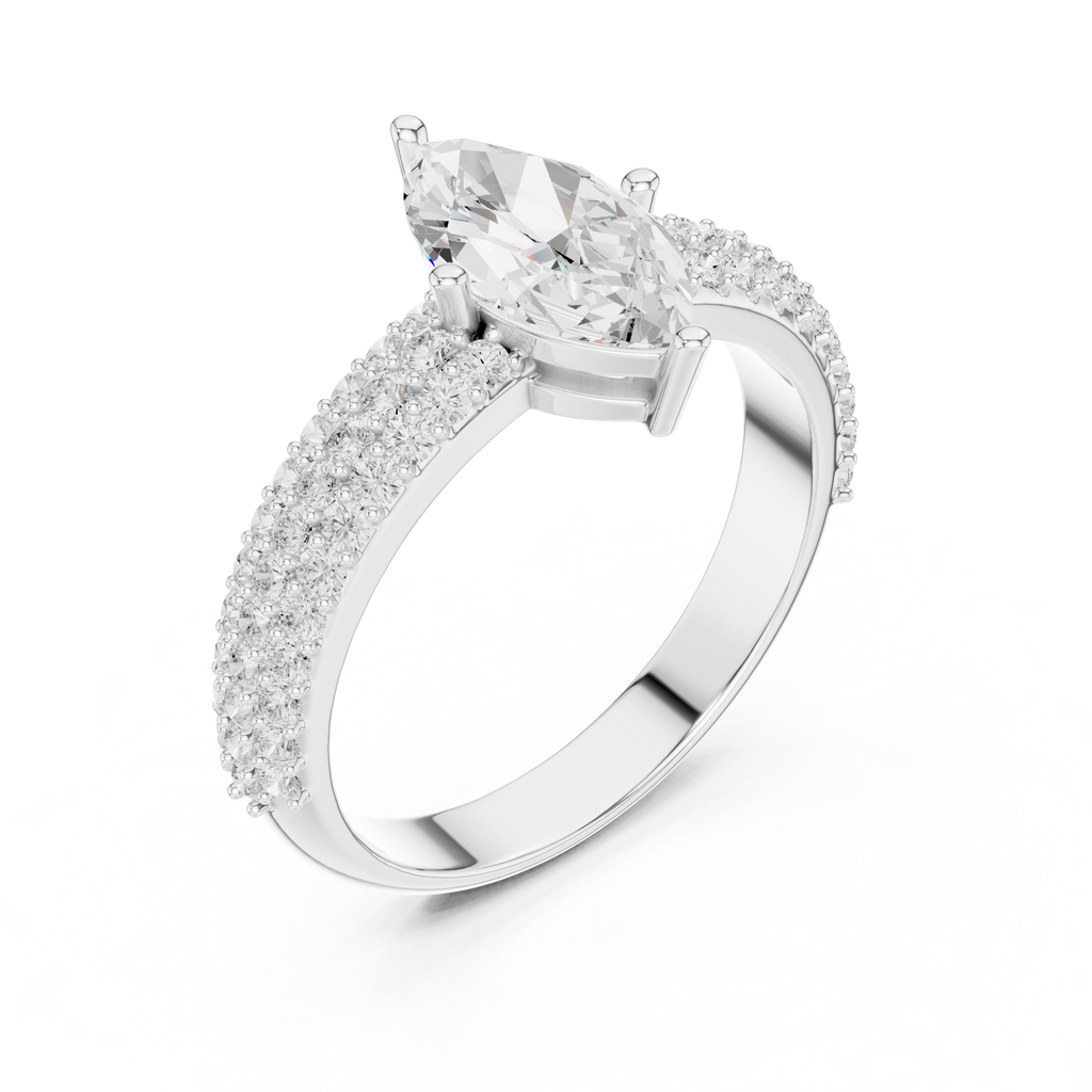 Marquise Triple Pavé Diamond Engagement Ring