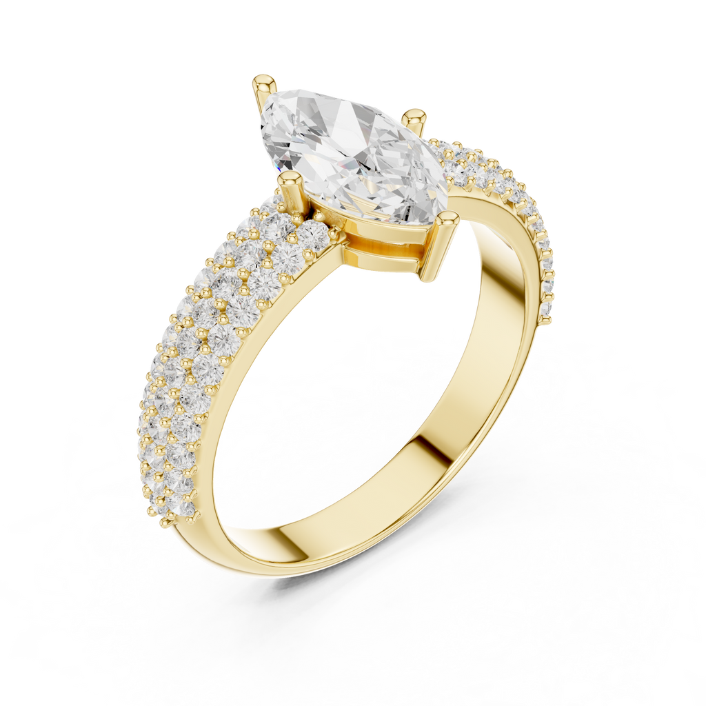 Marquise Triple Pavé Diamond Engagement Ring