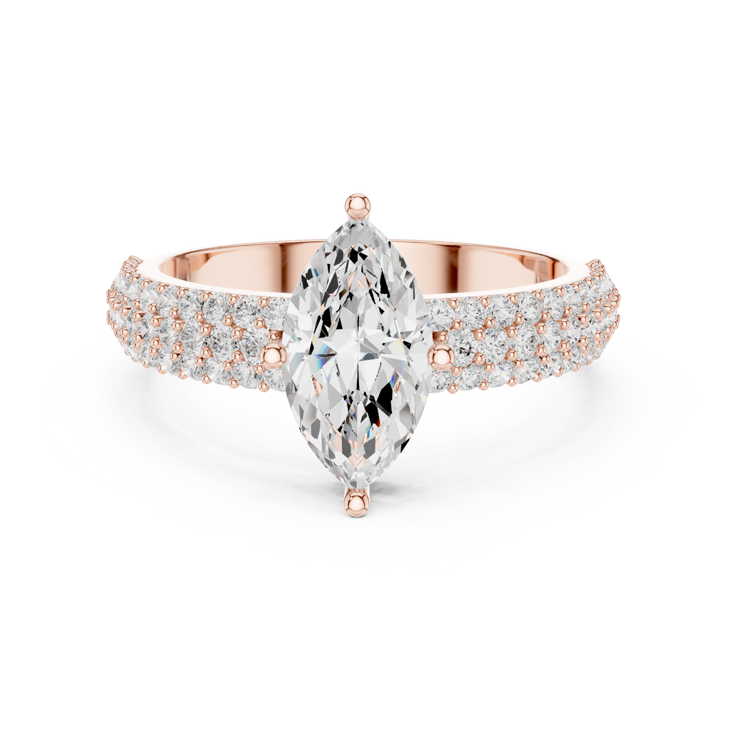 Marquise Triple Pavé Diamond Engagement Ring