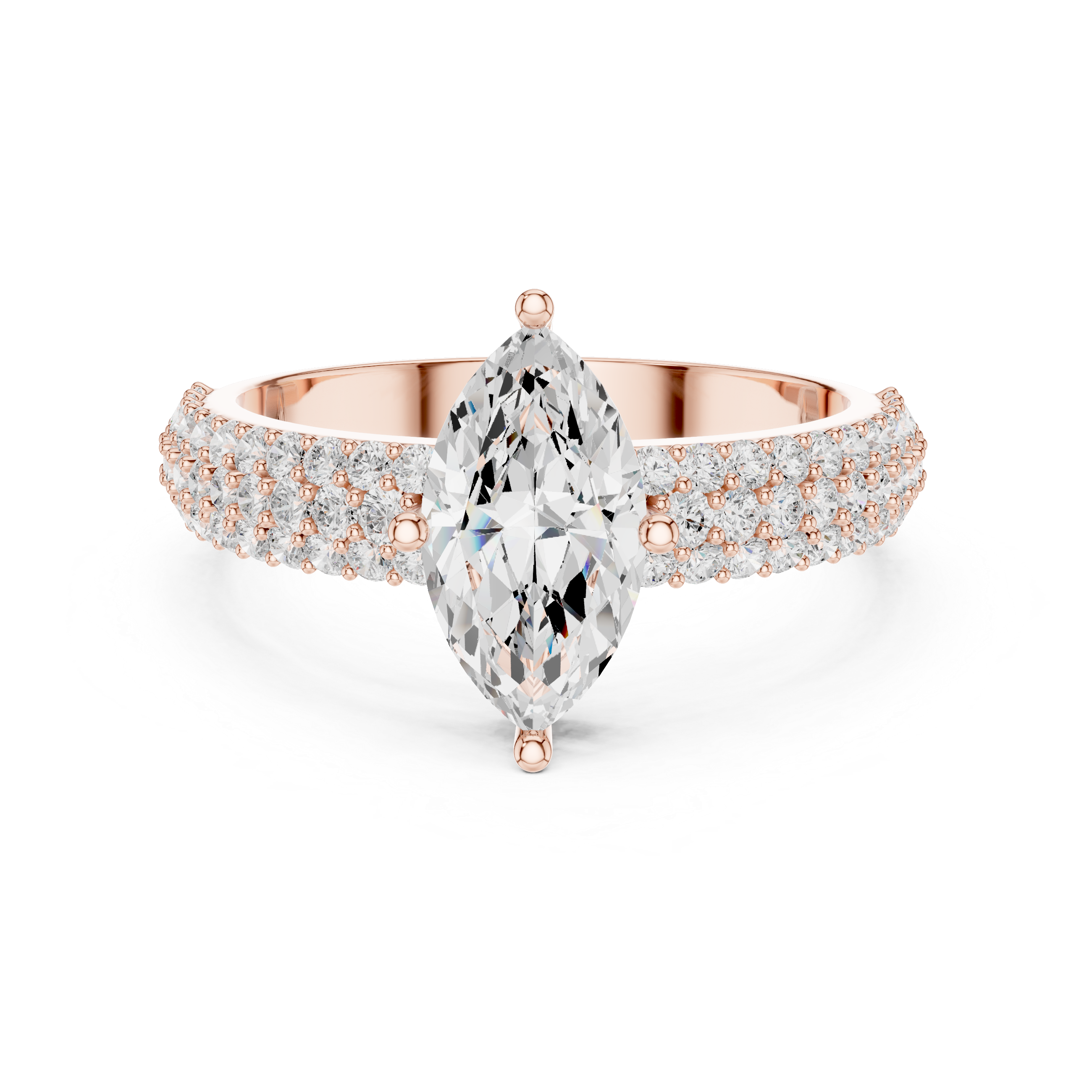 Marquise Triple Pavé Diamond Engagement Ring