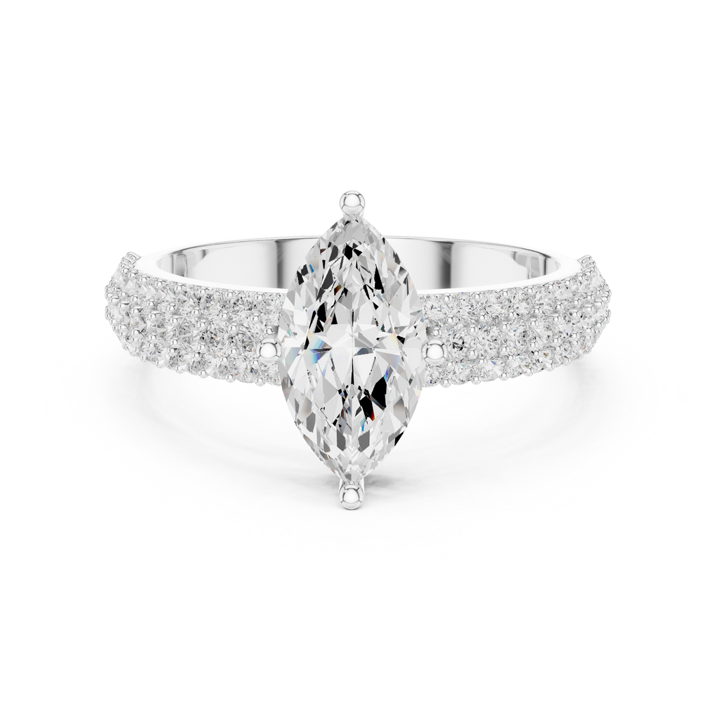 Marquise Triple Pavé Diamond Engagement Ring