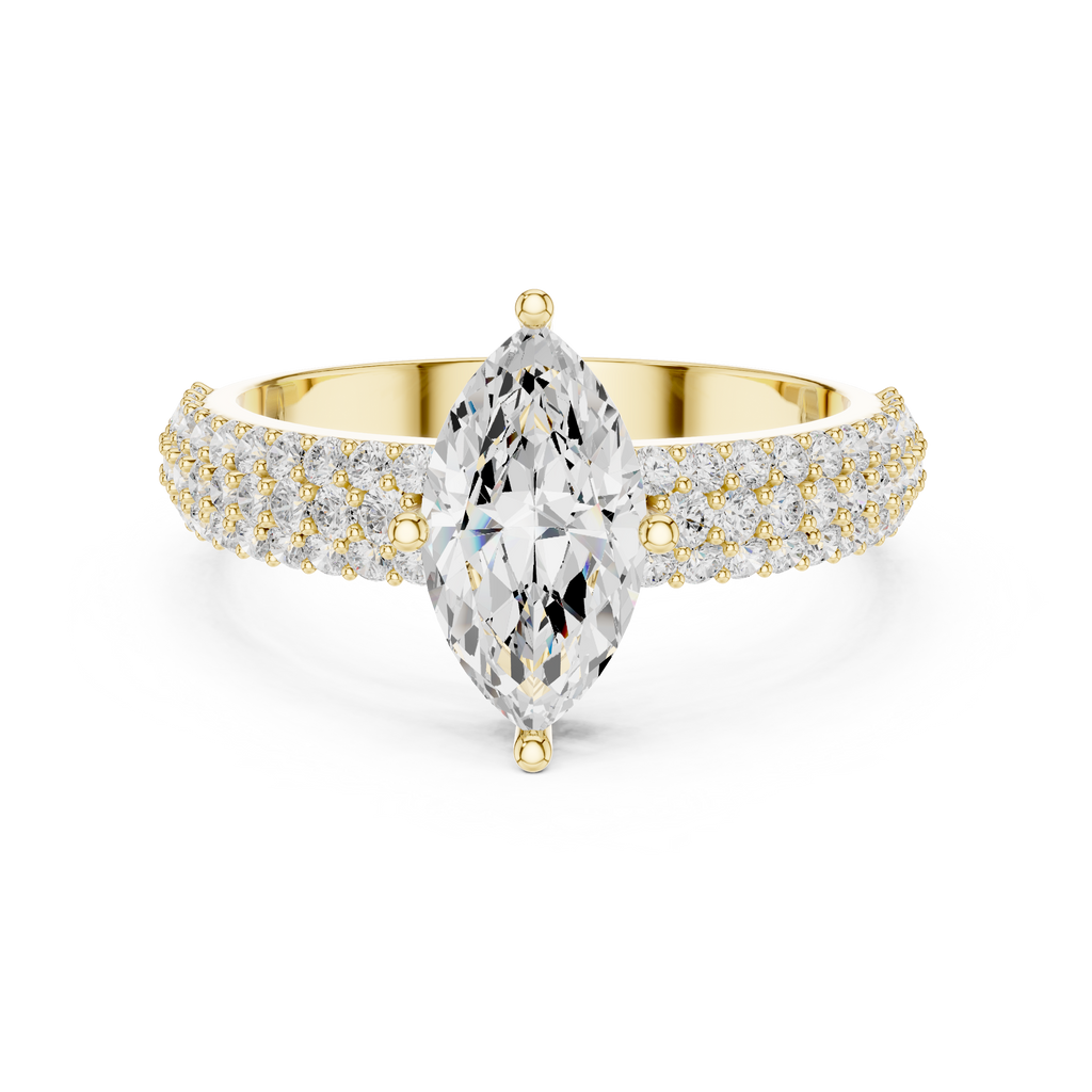 Marquise Triple Pavé Diamond Engagement Ring