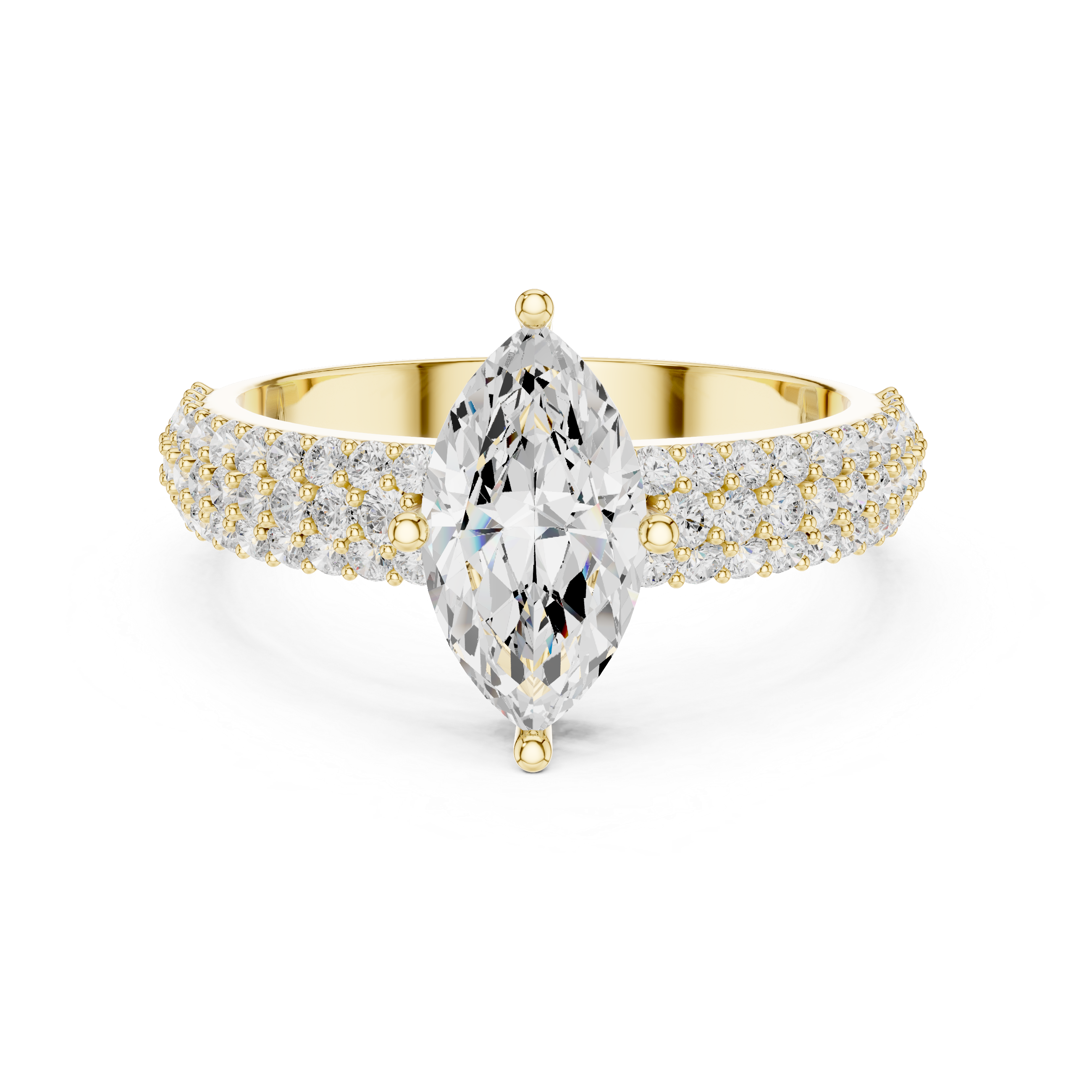 Marquise Triple Pavé Diamond Engagement Ring
