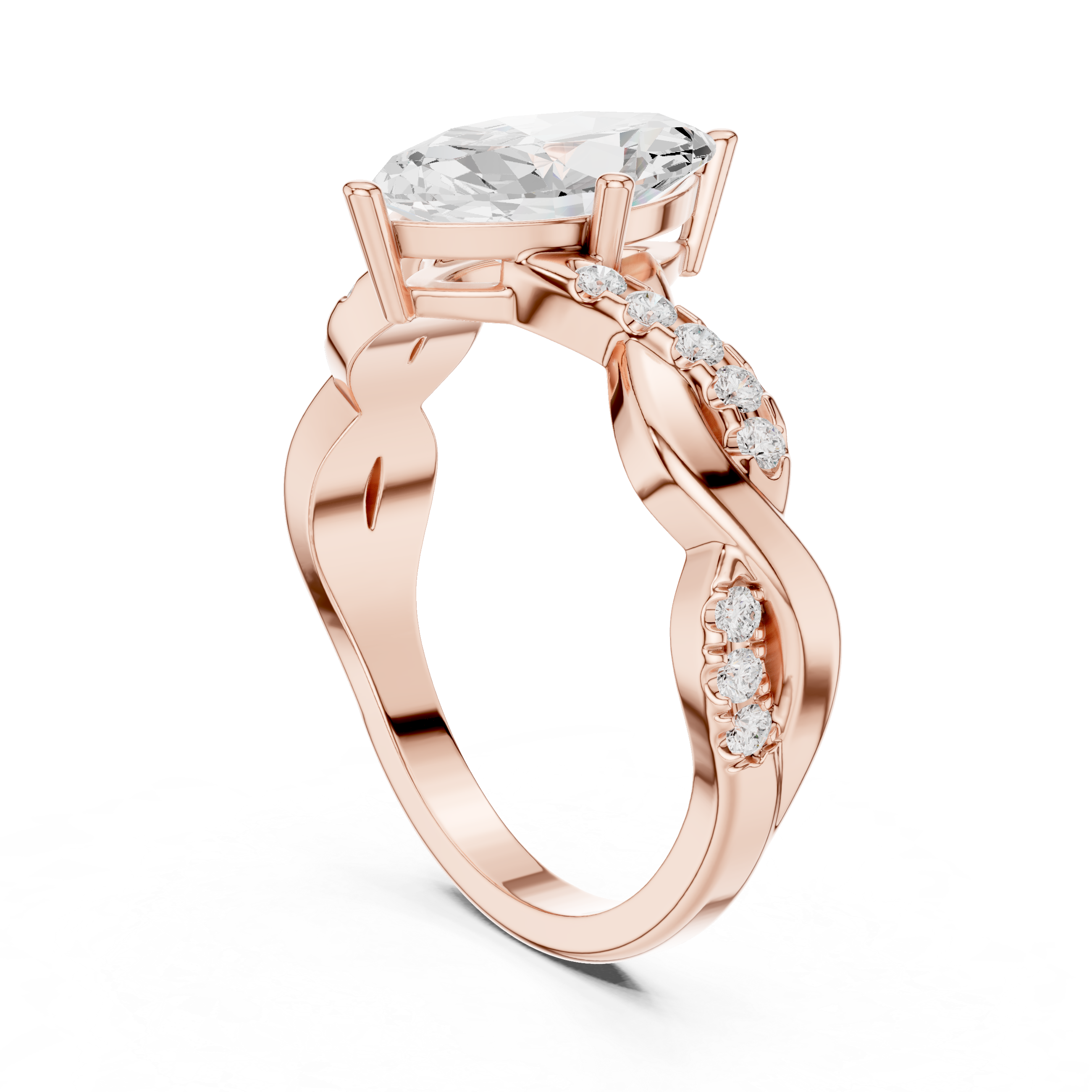 Marquise Twist Diamond Engagement Ring