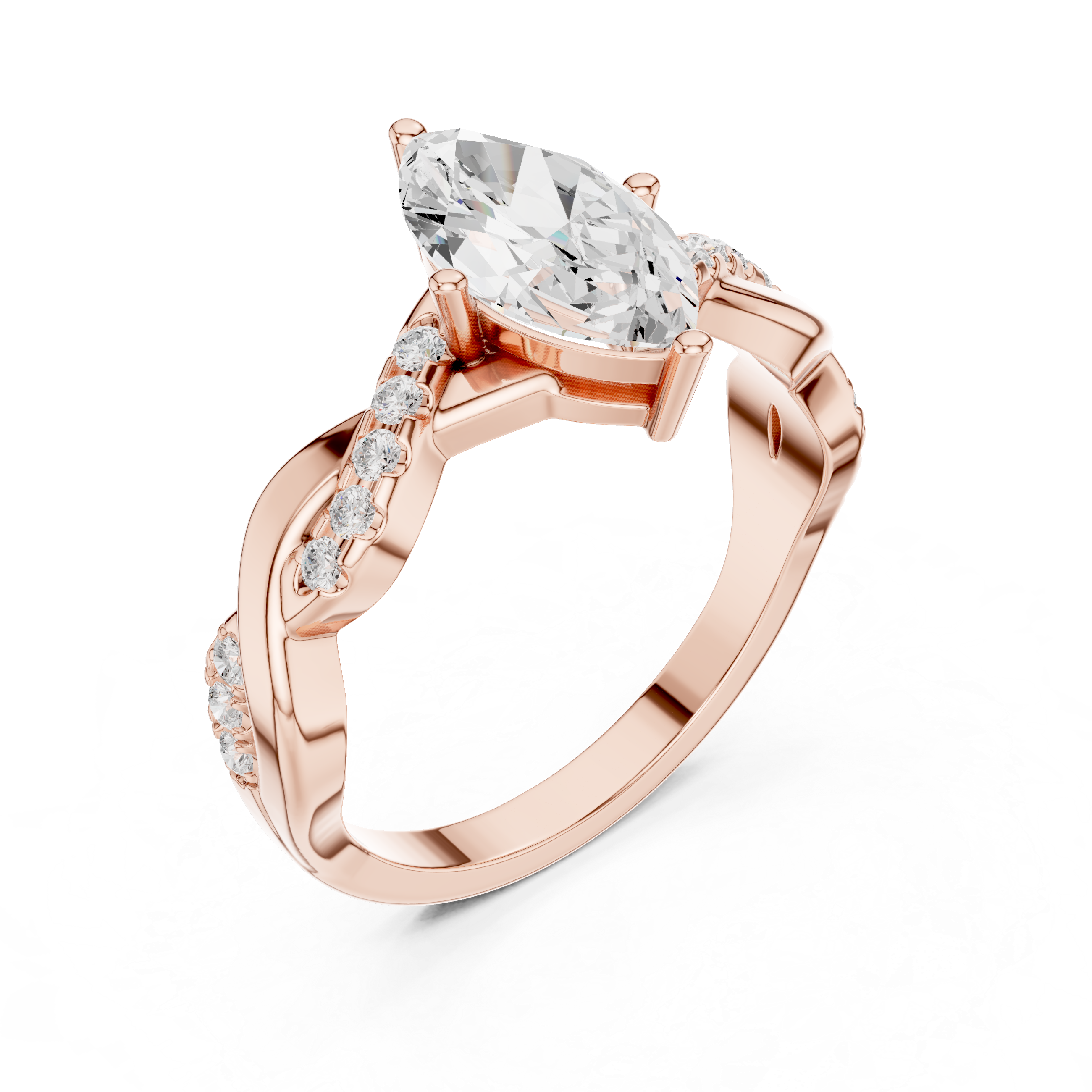 Marquise Twist Diamond Engagement Ring