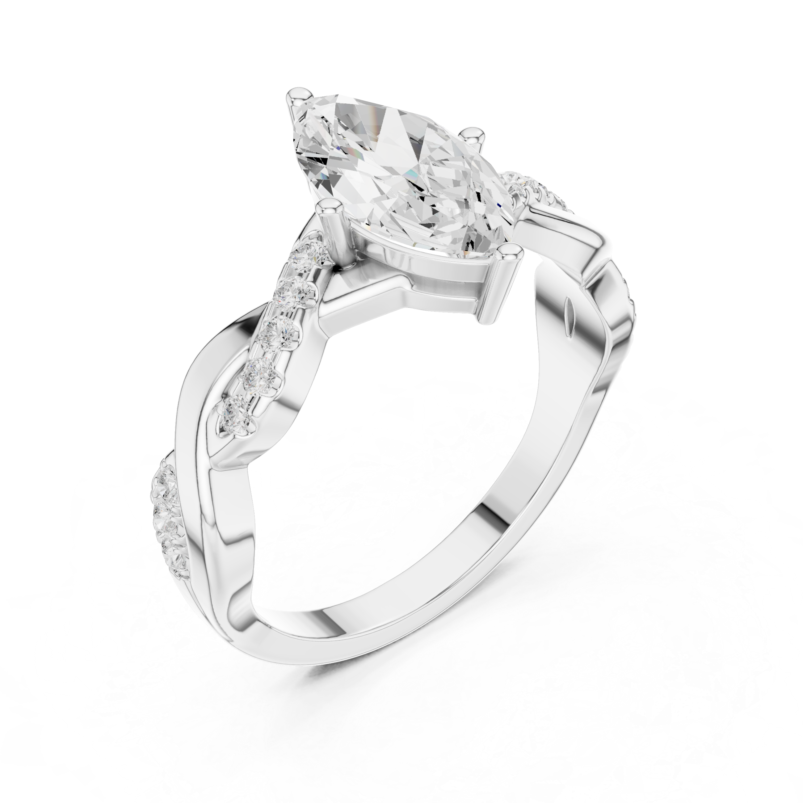 Marquise Twist Diamond Engagement Ring
