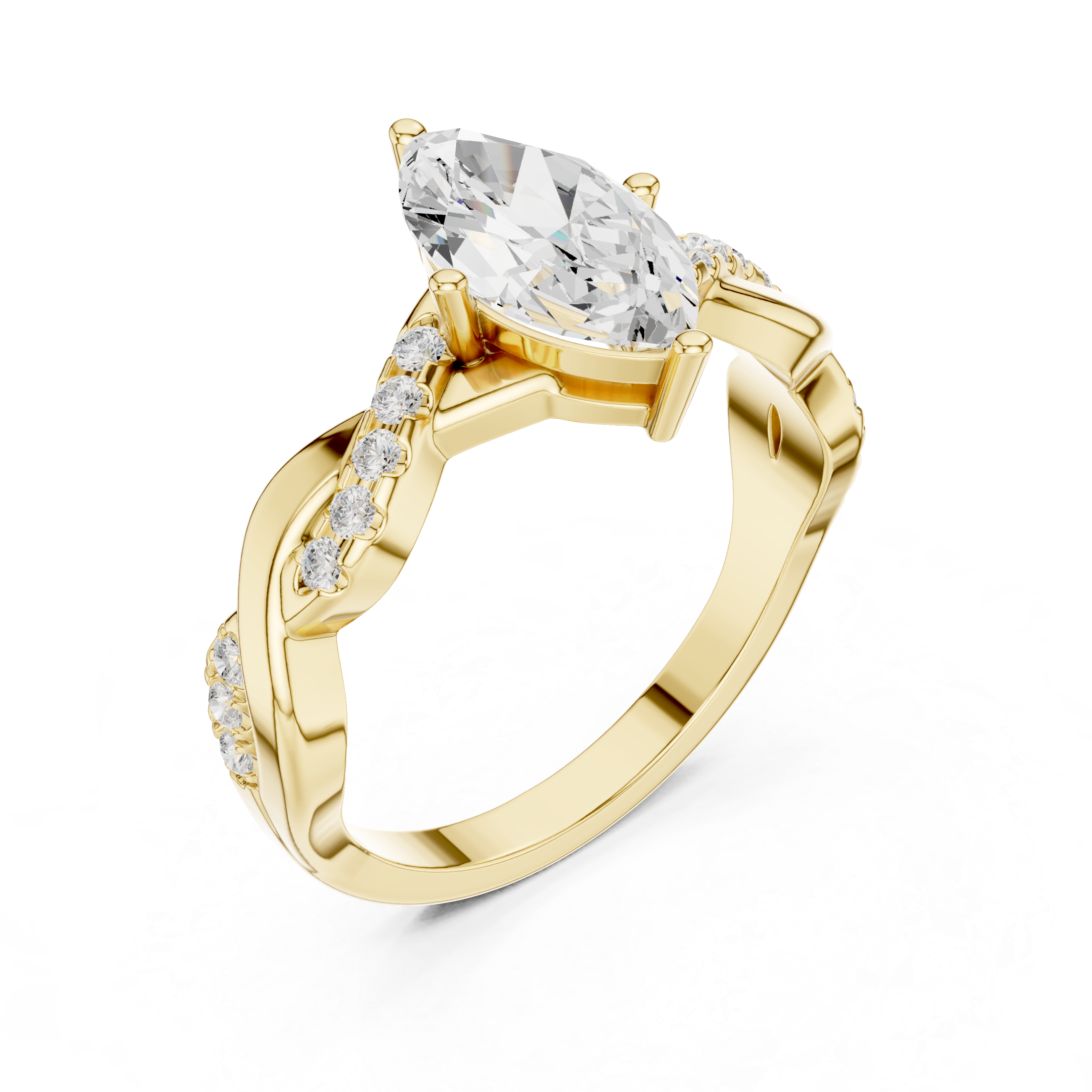 Marquise Twist Diamond Engagement Ring