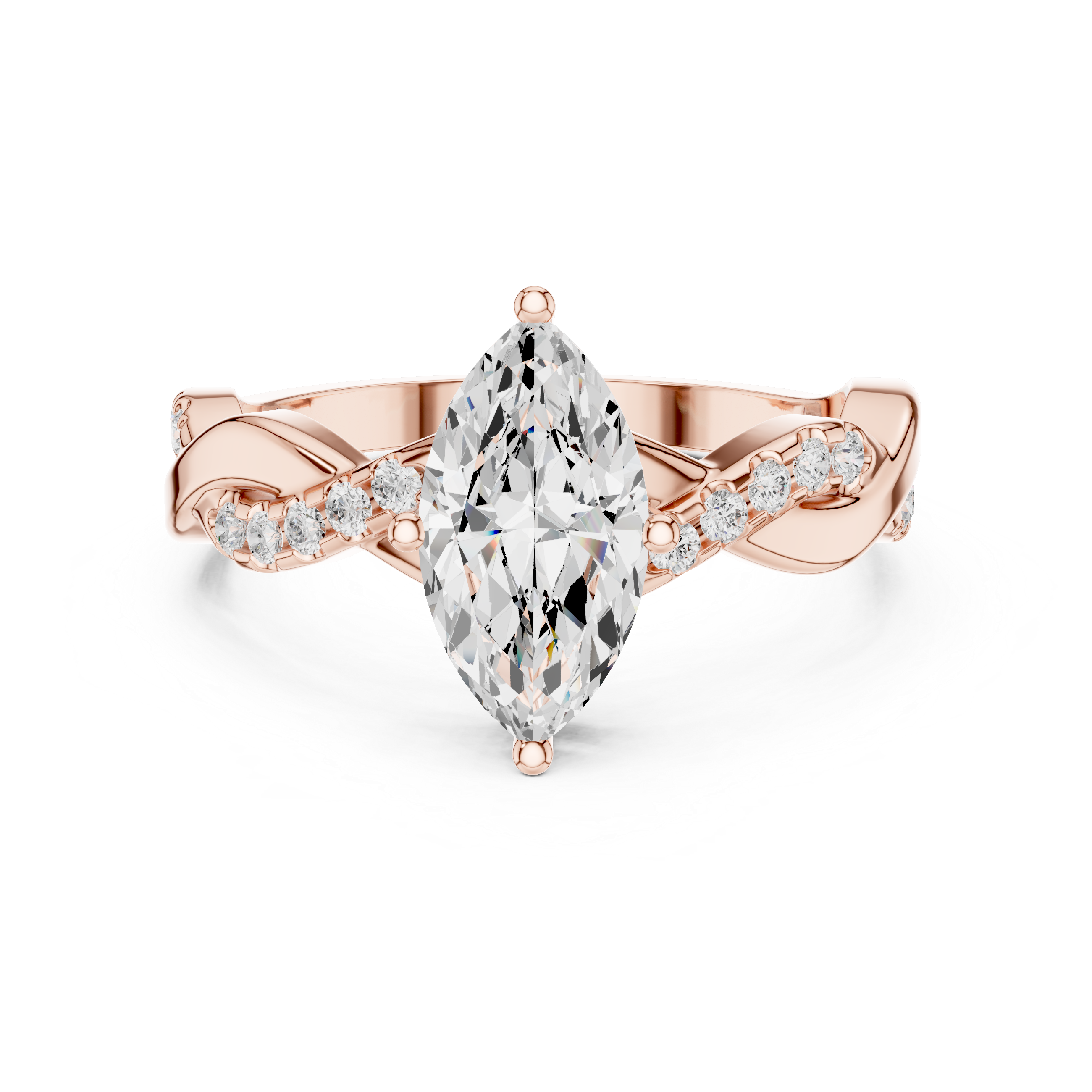 Marquise Twist Diamond Engagement Ring