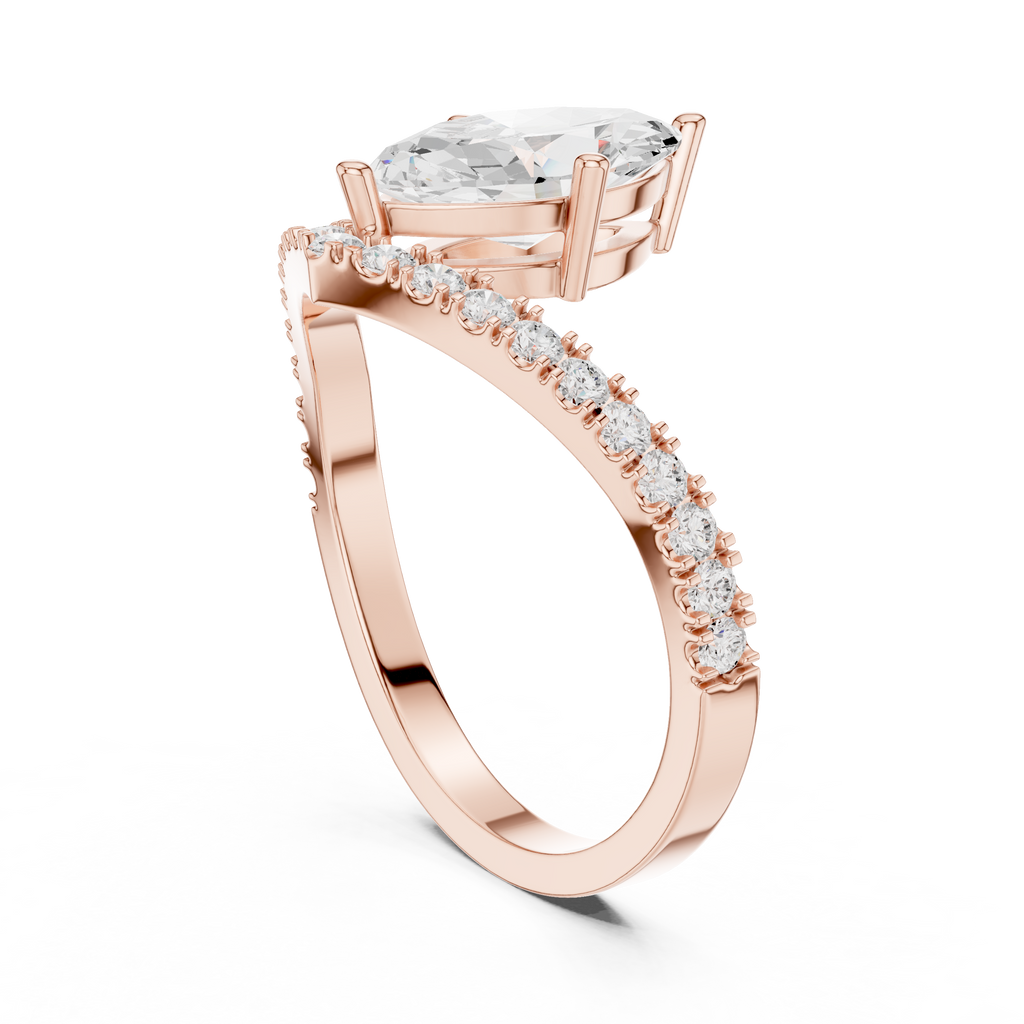 Marquise Chevron Diamond Engagement Ring