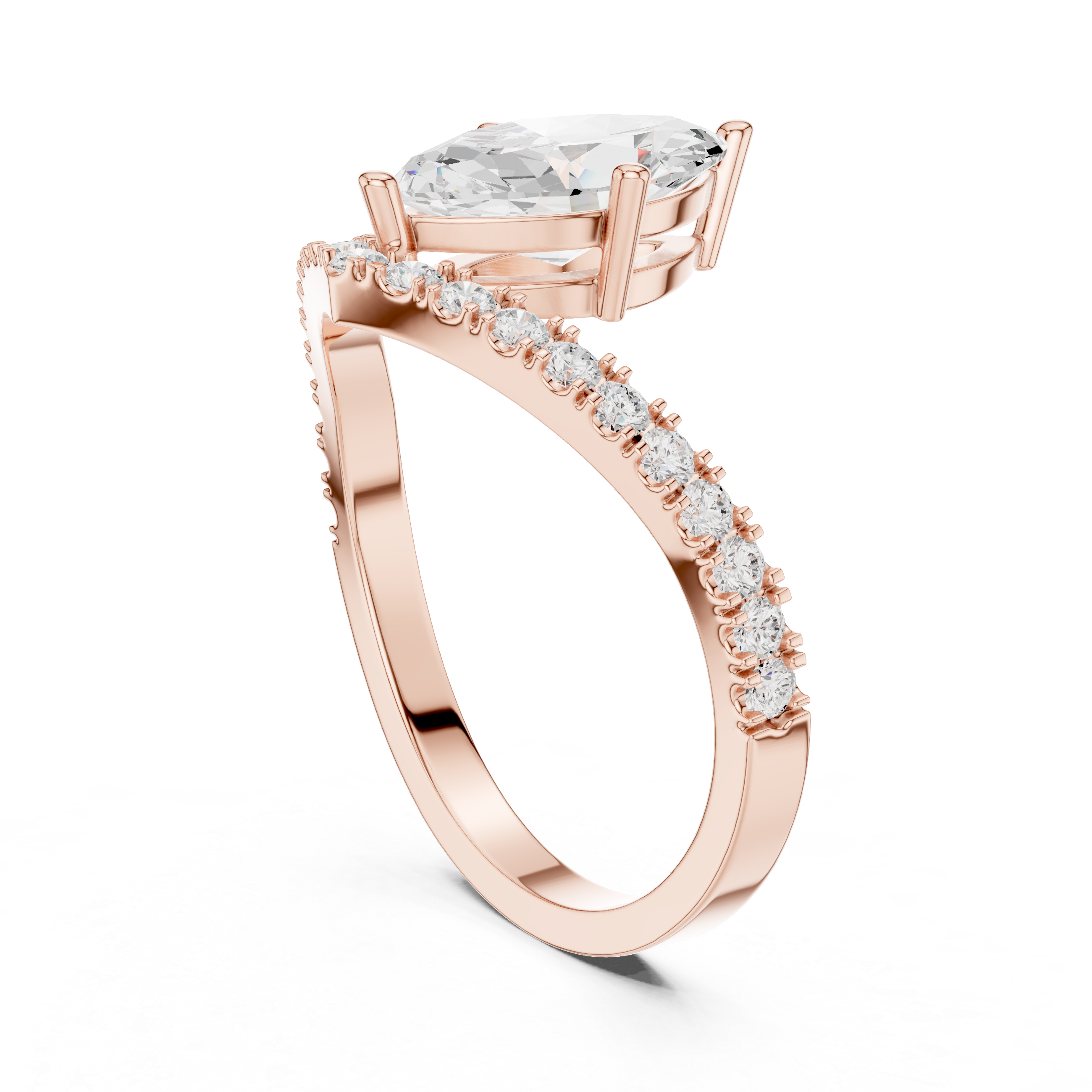 Marquise Chevron Diamond Engagement Ring