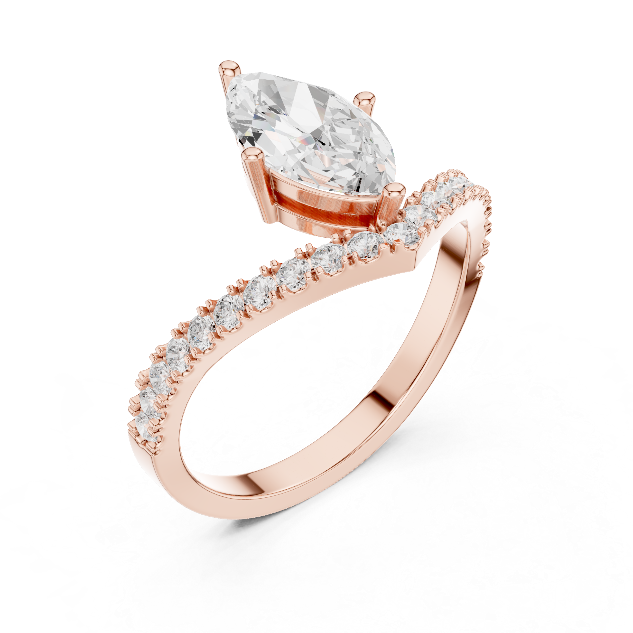 Marquise Chevron Diamond Engagement Ring
