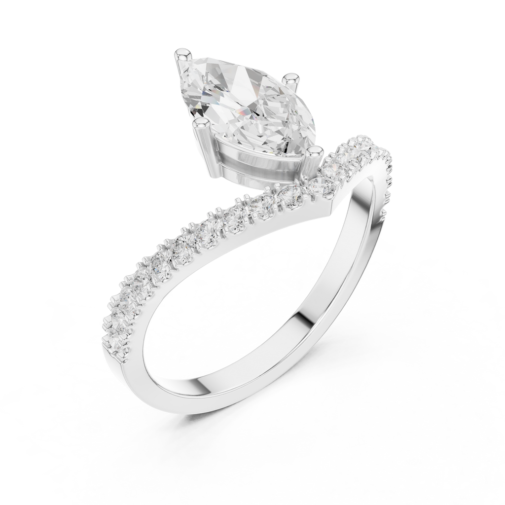 Marquise Chevron Diamond Engagement Ring