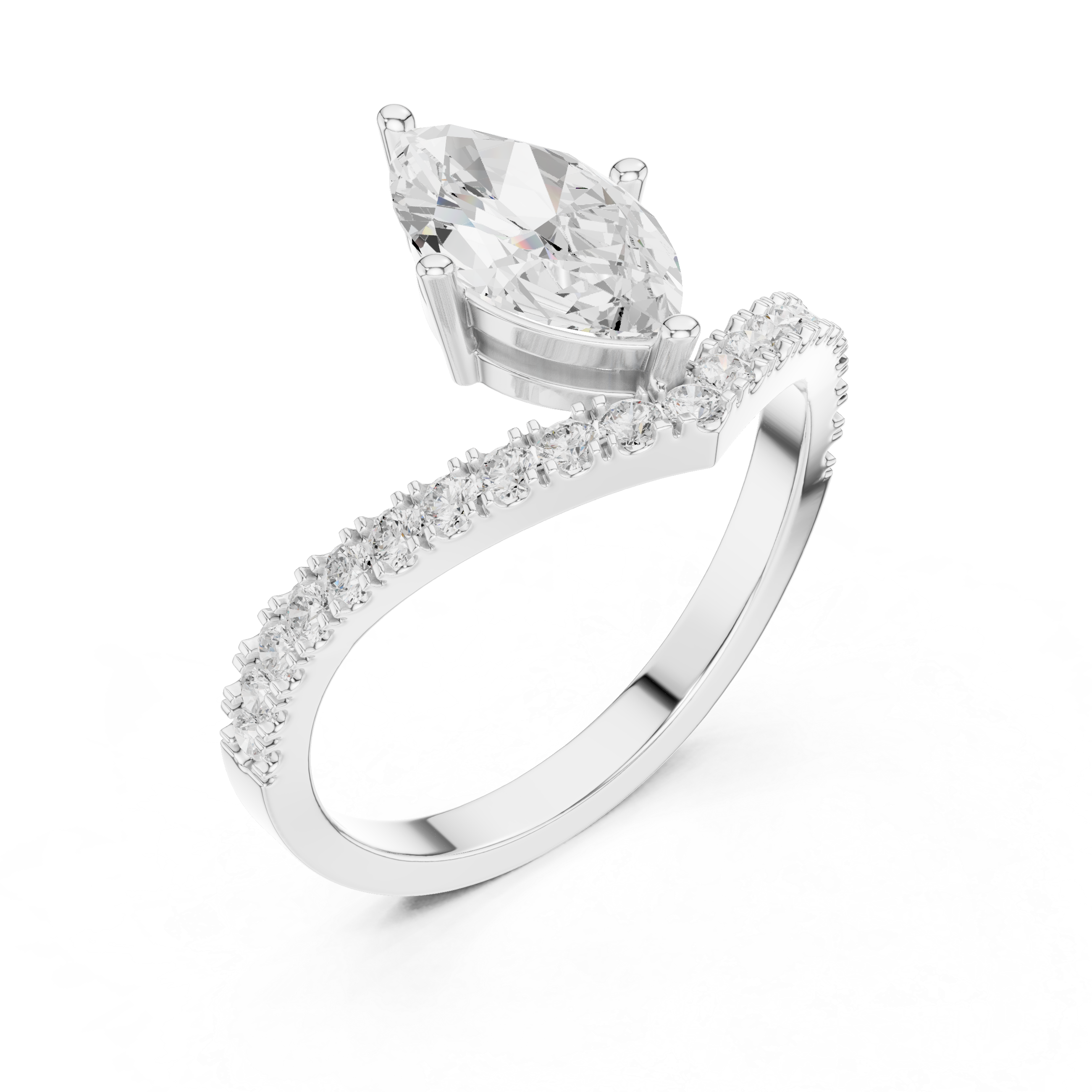 Marquise Chevron Diamond Engagement Ring