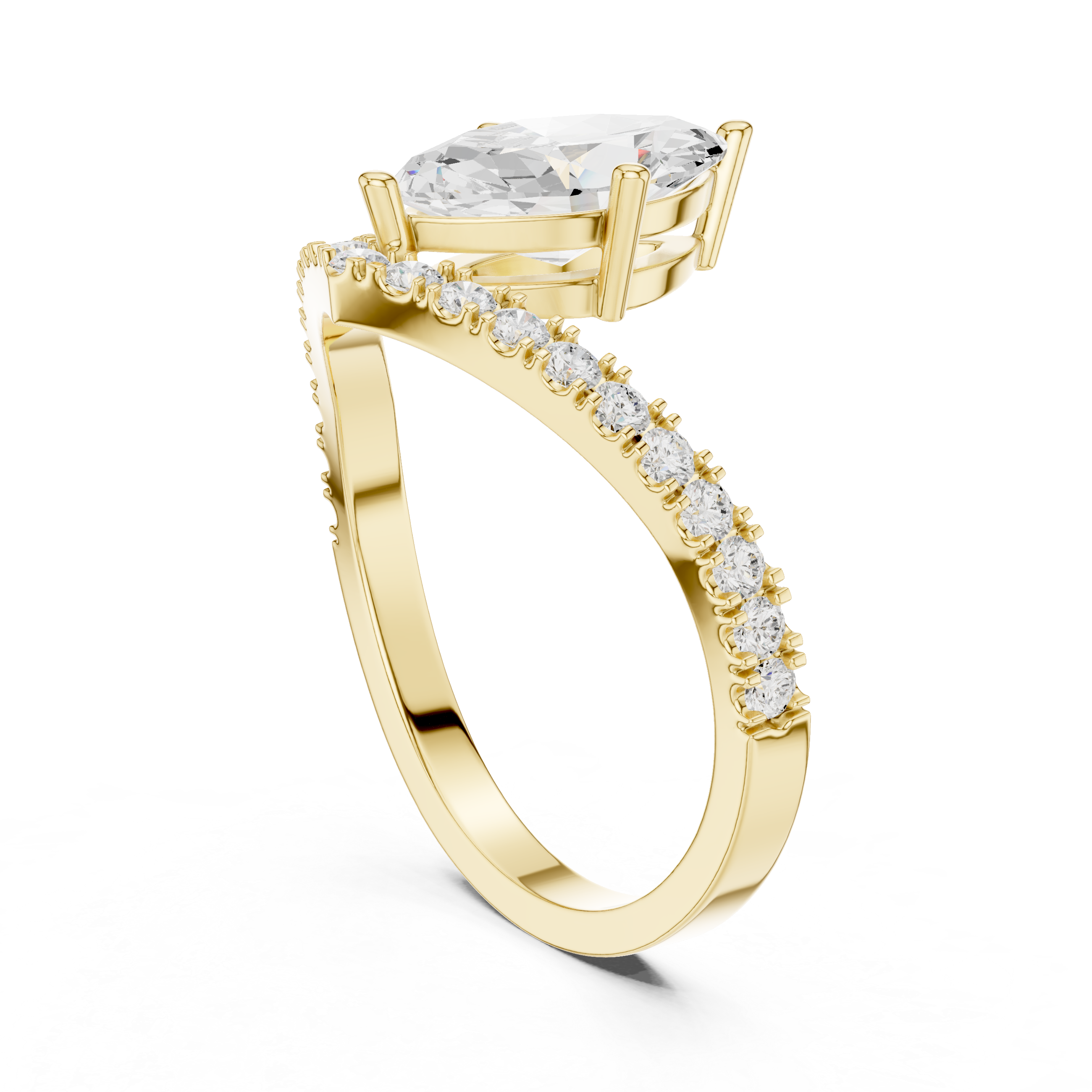 Marquise Chevron Diamond Engagement Ring