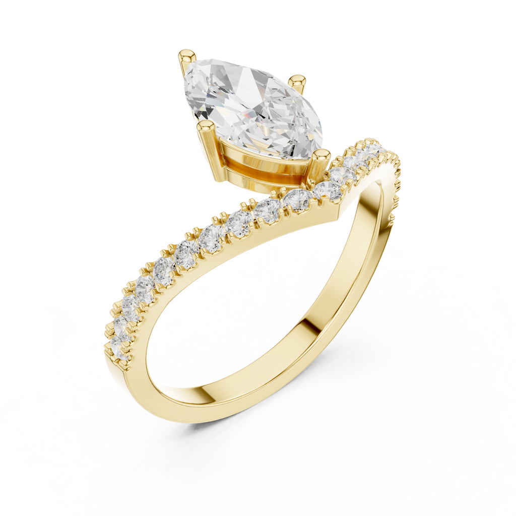 Marquise Chevron Diamond Engagement Ring