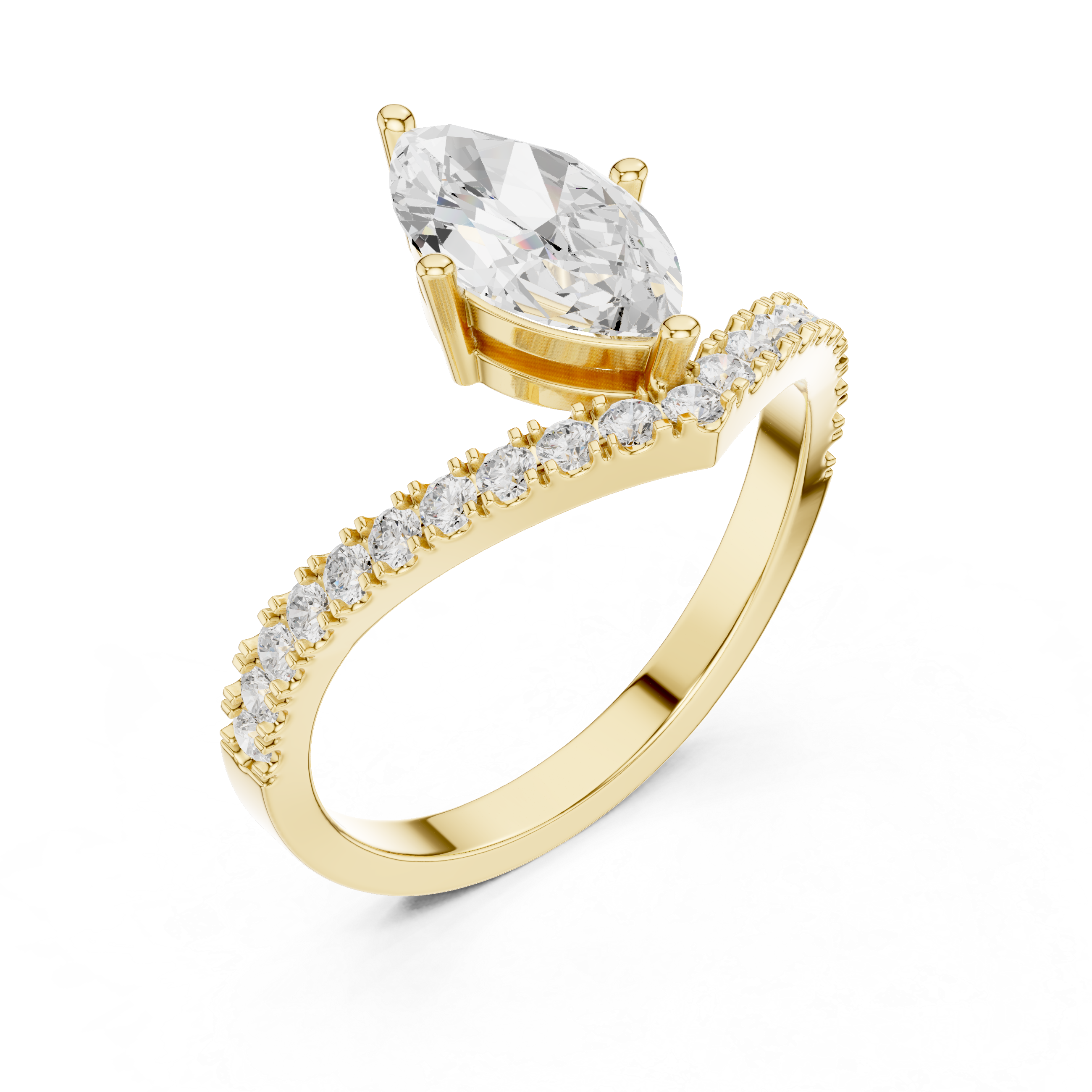 Marquise Chevron Diamond Engagement Ring