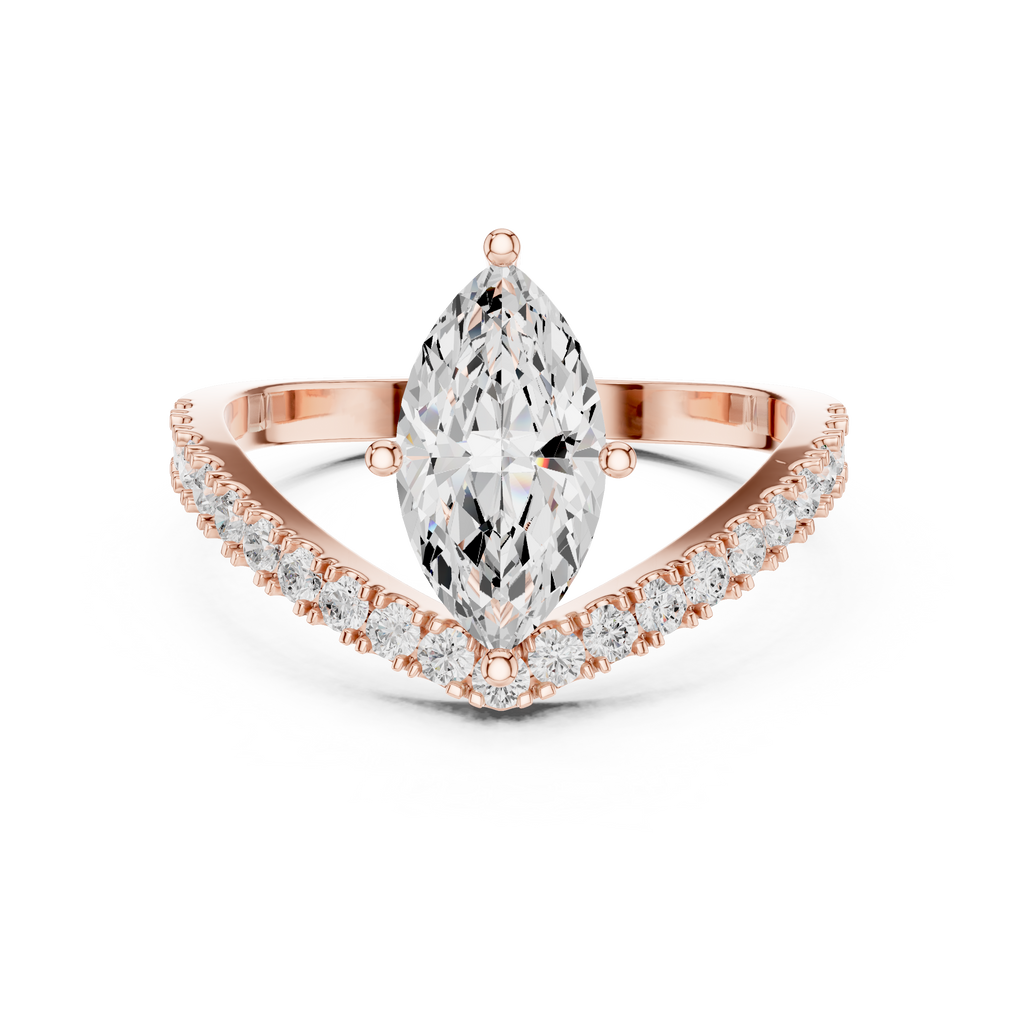 Marquise Chevron Diamond Engagement Ring