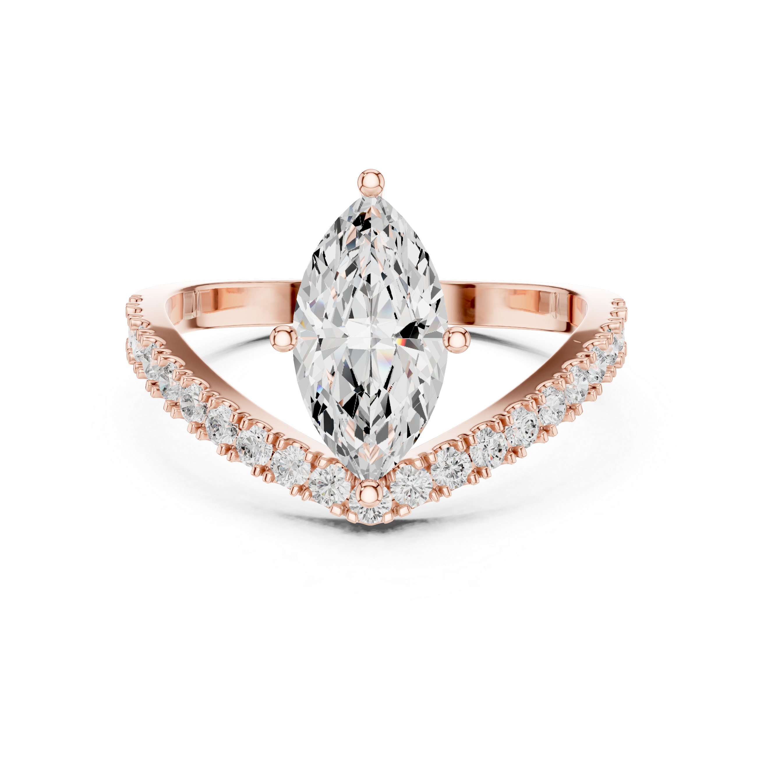Marquise Chevron Diamond Engagement Ring