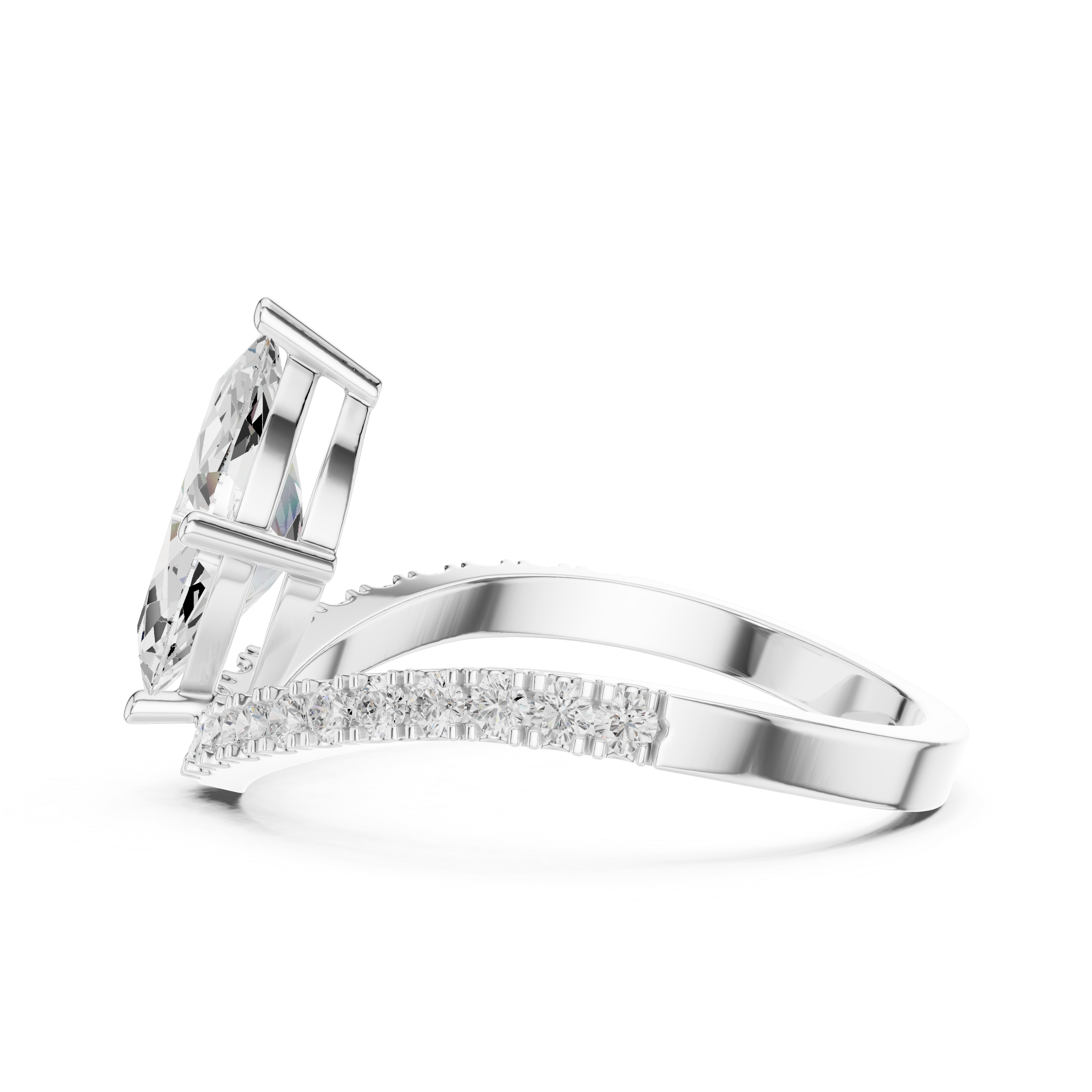 Marquise Chevron Diamond Engagement Ring