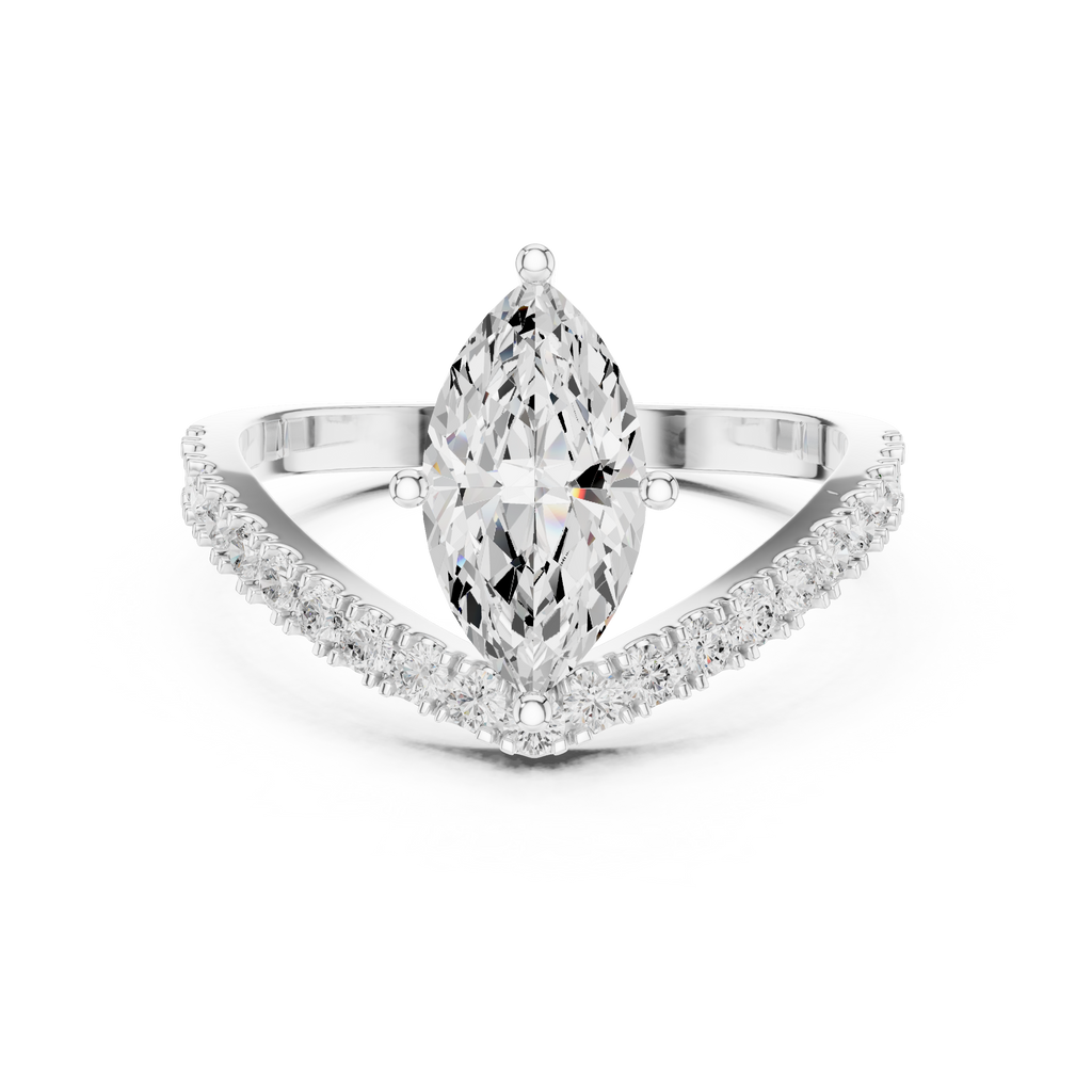 Marquise Chevron Diamond Engagement Ring