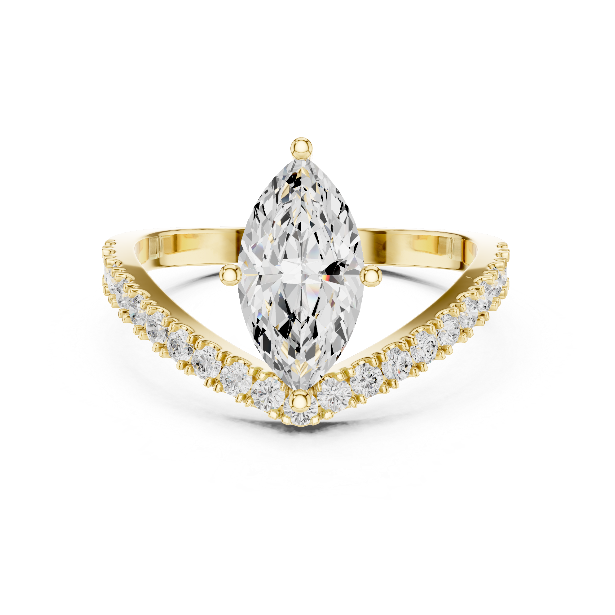 Marquise Chevron Diamond Engagement Ring