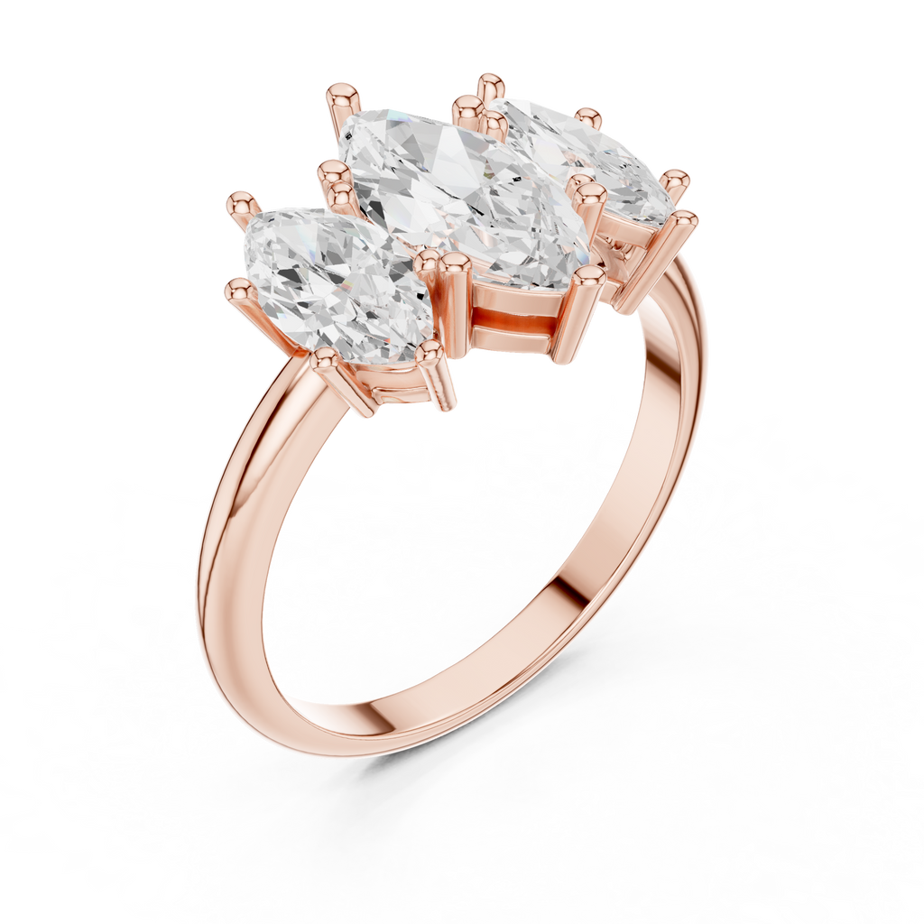 Three Stone Marquise Diamond Engagement Ring