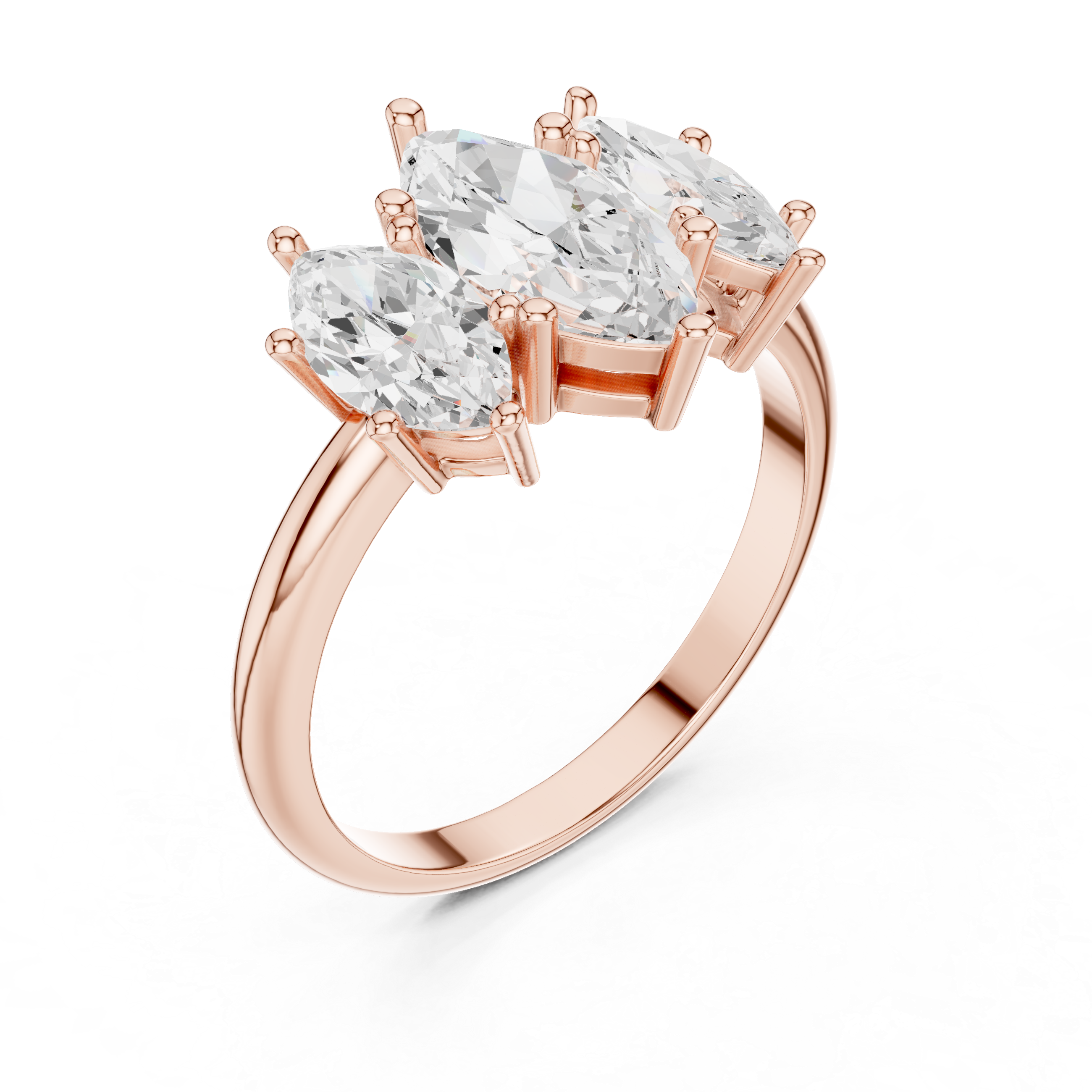 Three Stone Marquise Diamond Engagement Ring