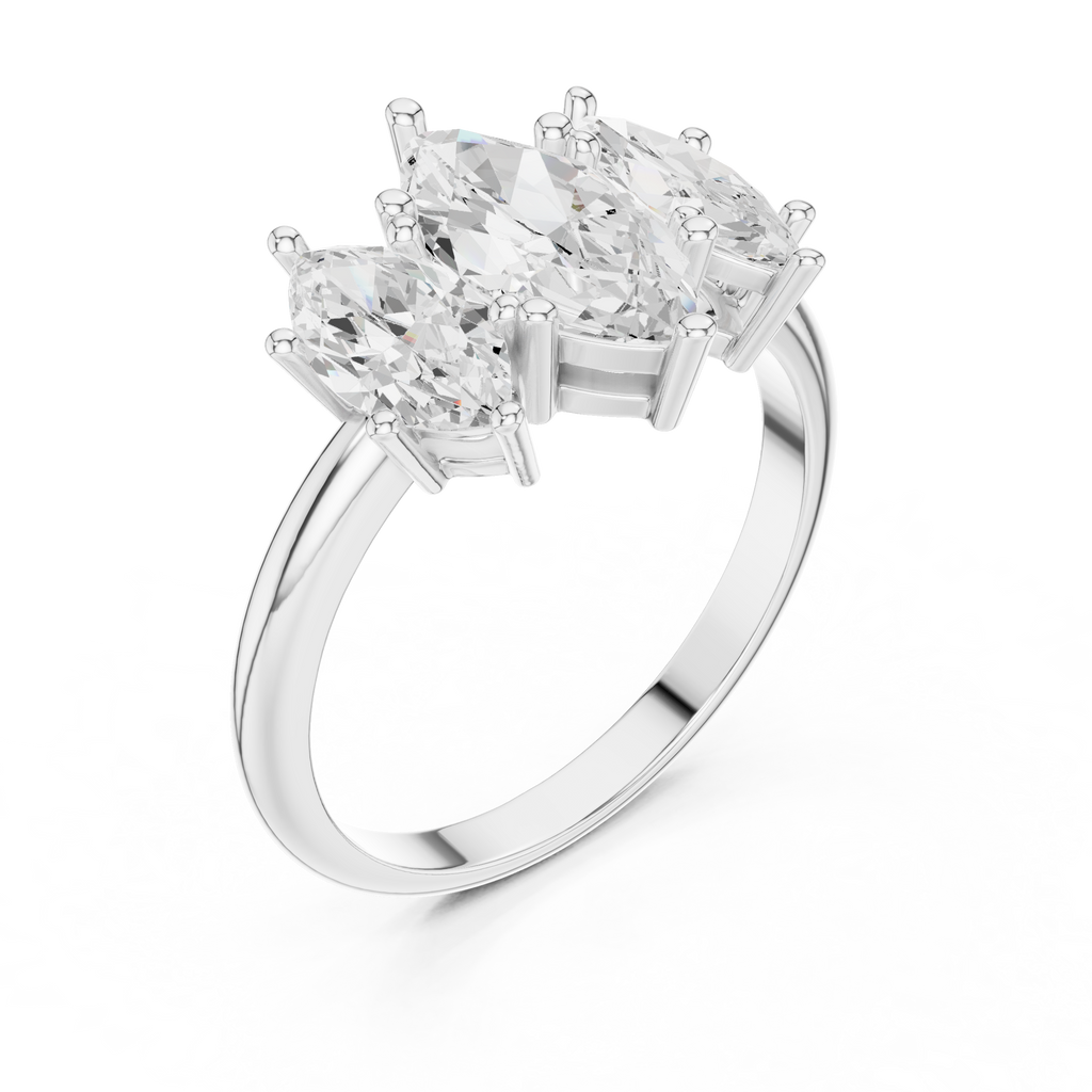 Three Stone Marquise Diamond Engagement Ring