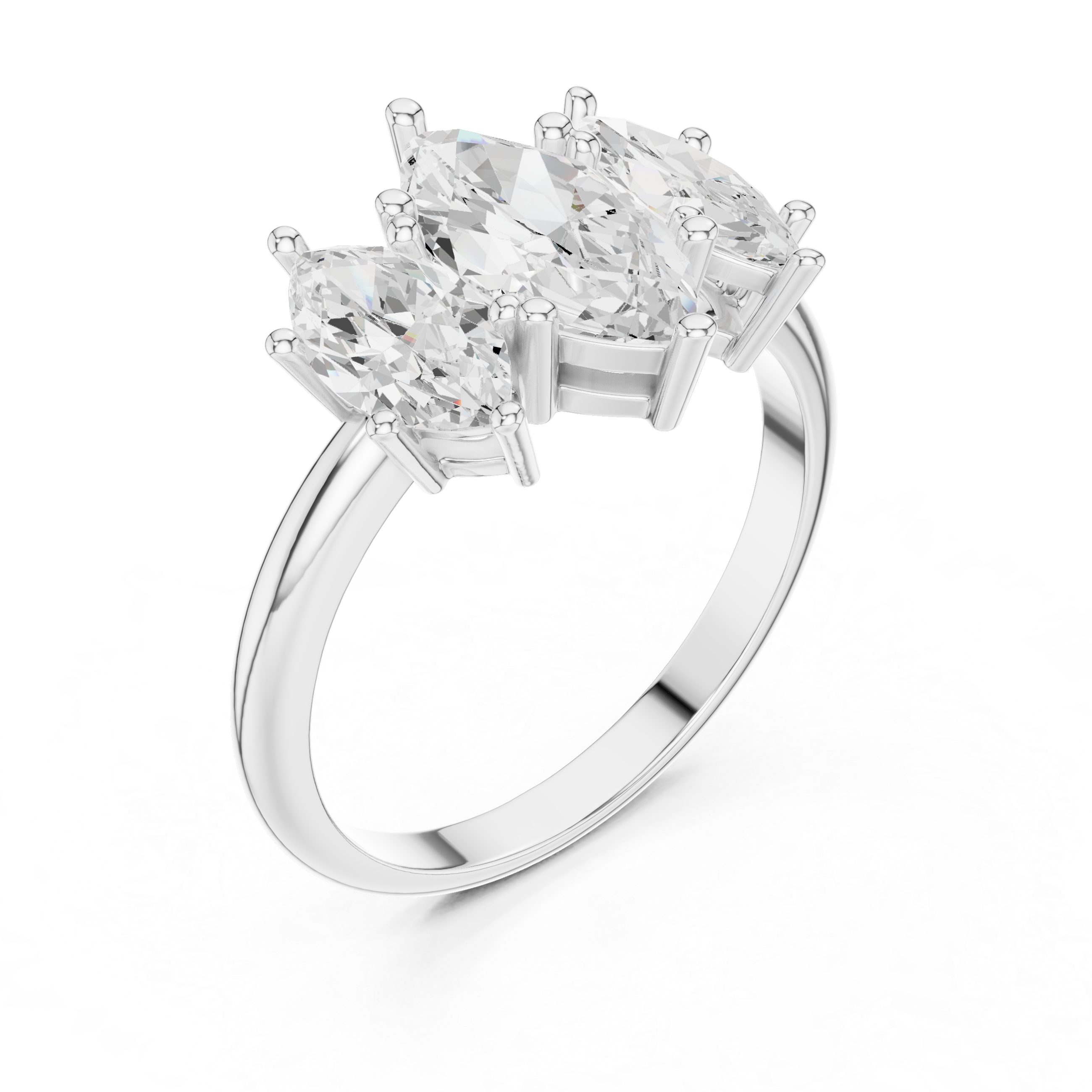 Three Stone Marquise Diamond Engagement Ring