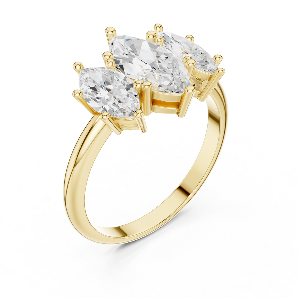 Three Stone Marquise Diamond Engagement Ring