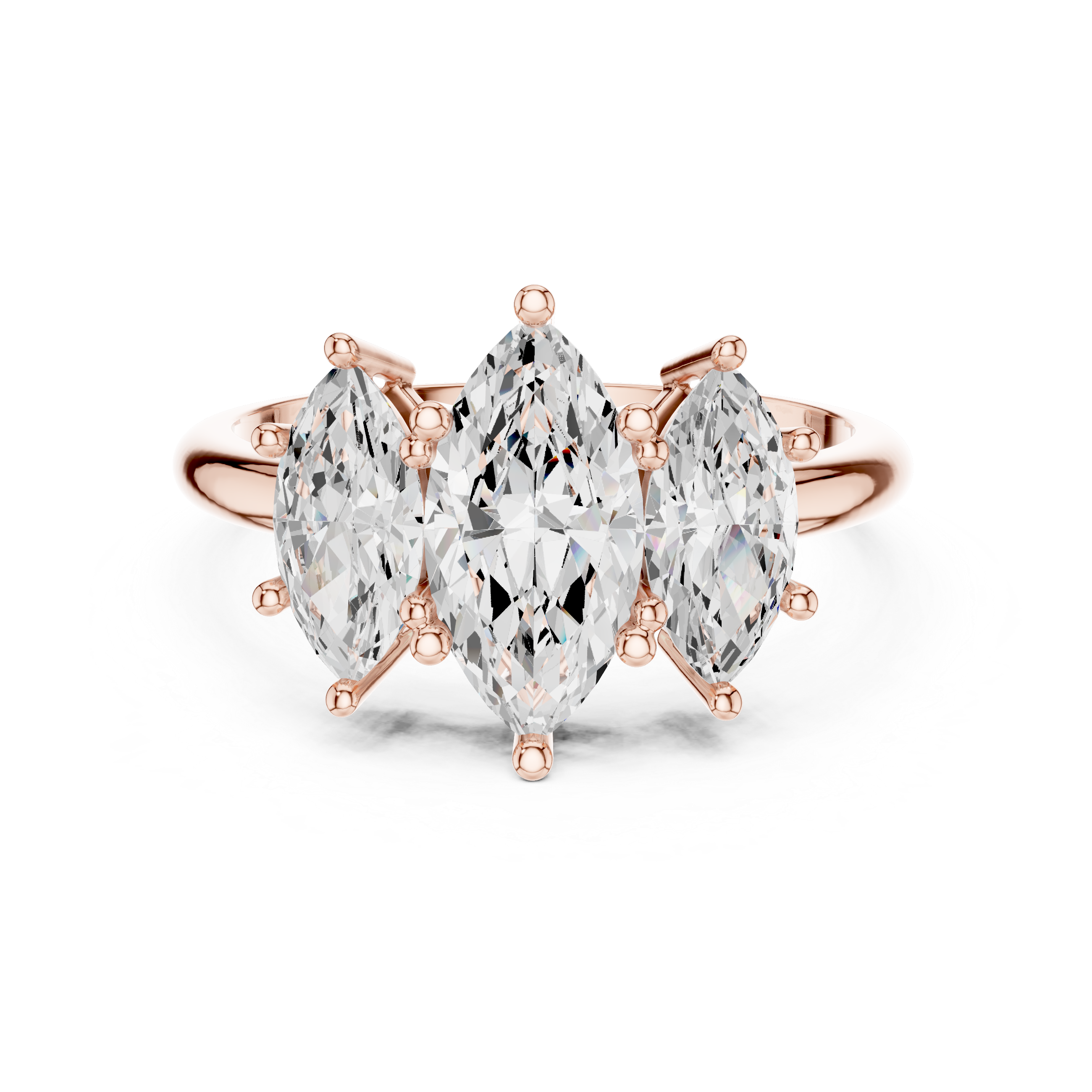 Three Stone Marquise Diamond Engagement Ring