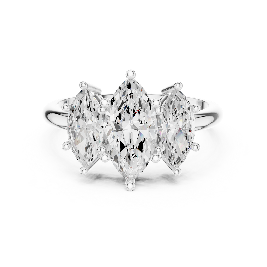Three Stone Marquise Diamond Engagement Ring