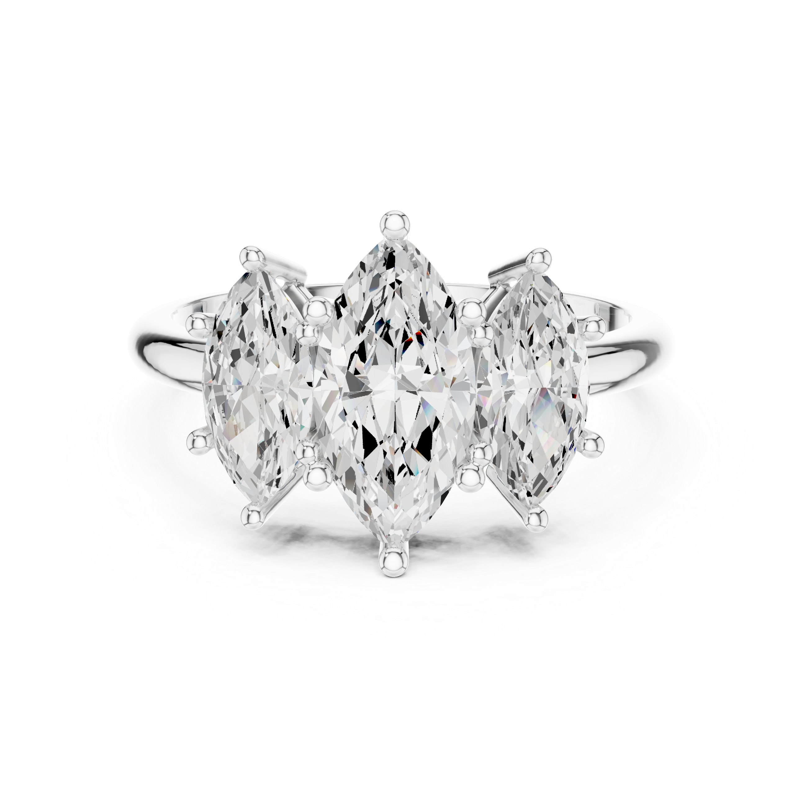 Three Stone Marquise Diamond Engagement Ring