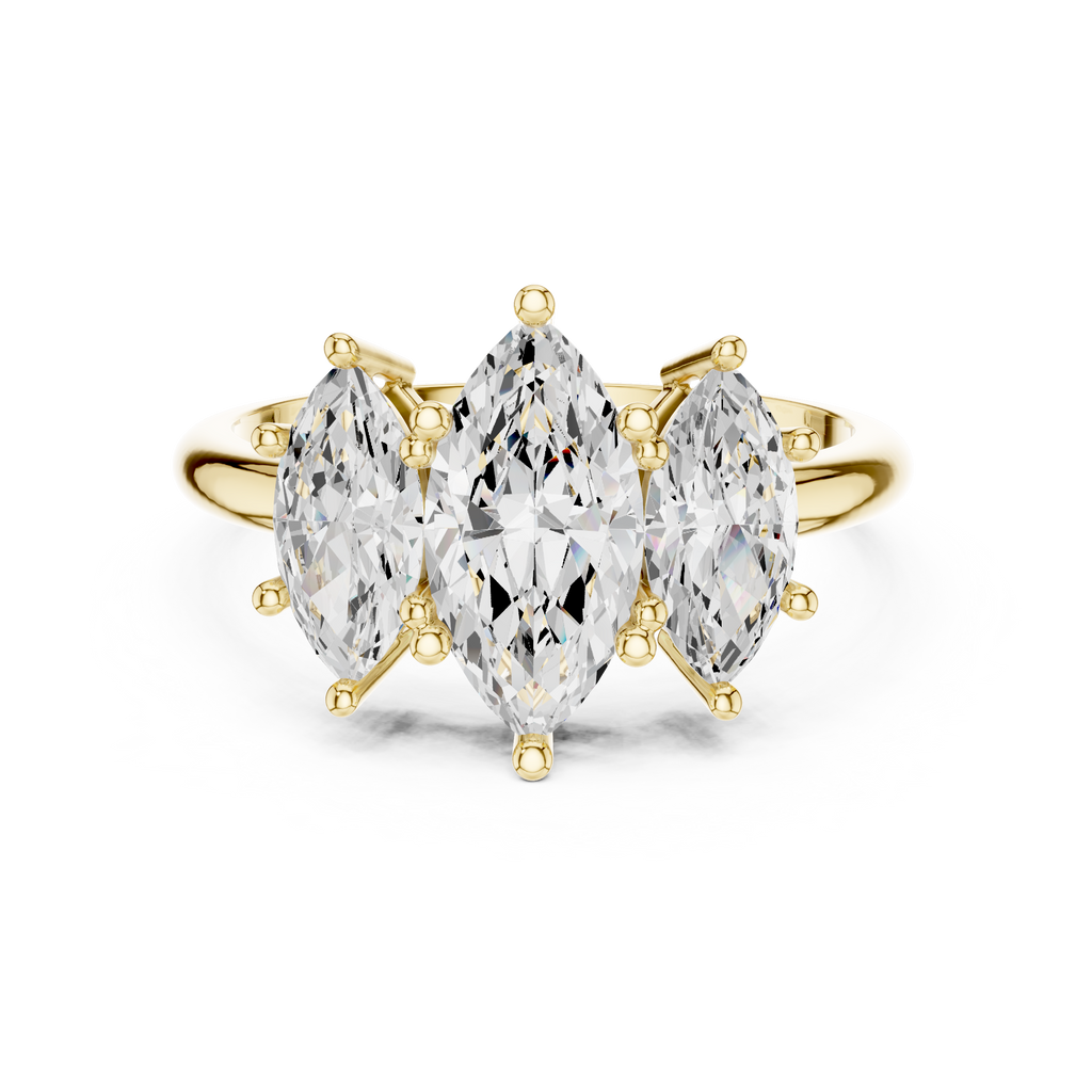 Three Stone Marquise Diamond Engagement Ring