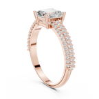 Asscher Cut Triple Pavé Diamond Engagement Ring