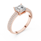 Asscher Cut Triple Pavé Diamond Engagement Ring
