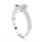 Asscher Cut Triple Pavé Diamond Engagement Ring