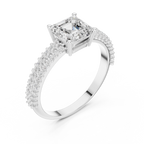Asscher Cut Triple Pavé Diamond Engagement Ring