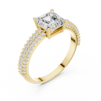 Asscher Cut Triple Pavé Diamond Engagement Ring