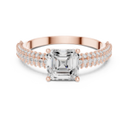Asscher Cut Triple Pavé Diamond Engagement Ring