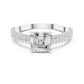 Asscher Cut Triple Pavé Diamond Engagement Ring