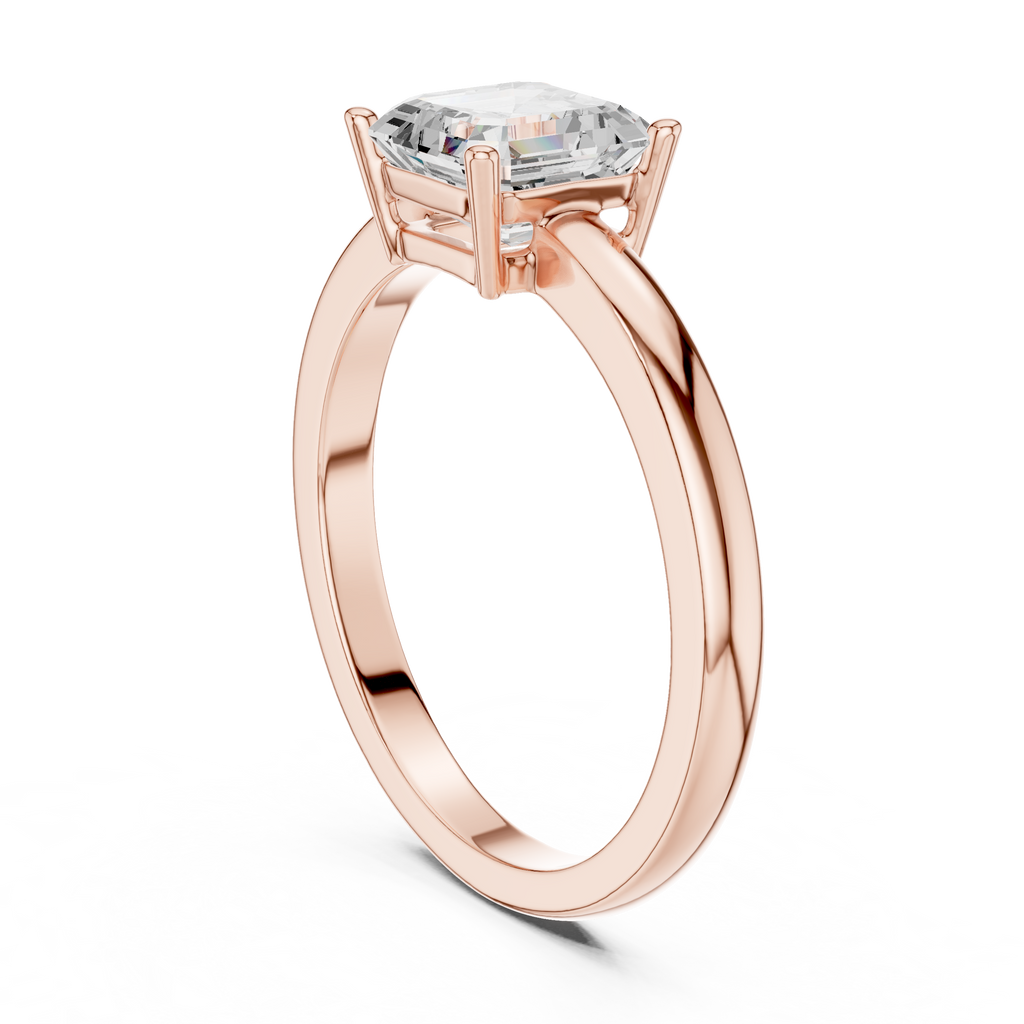 Classic Asscher Cut Solitaire Engagement Ring in Rose Gold