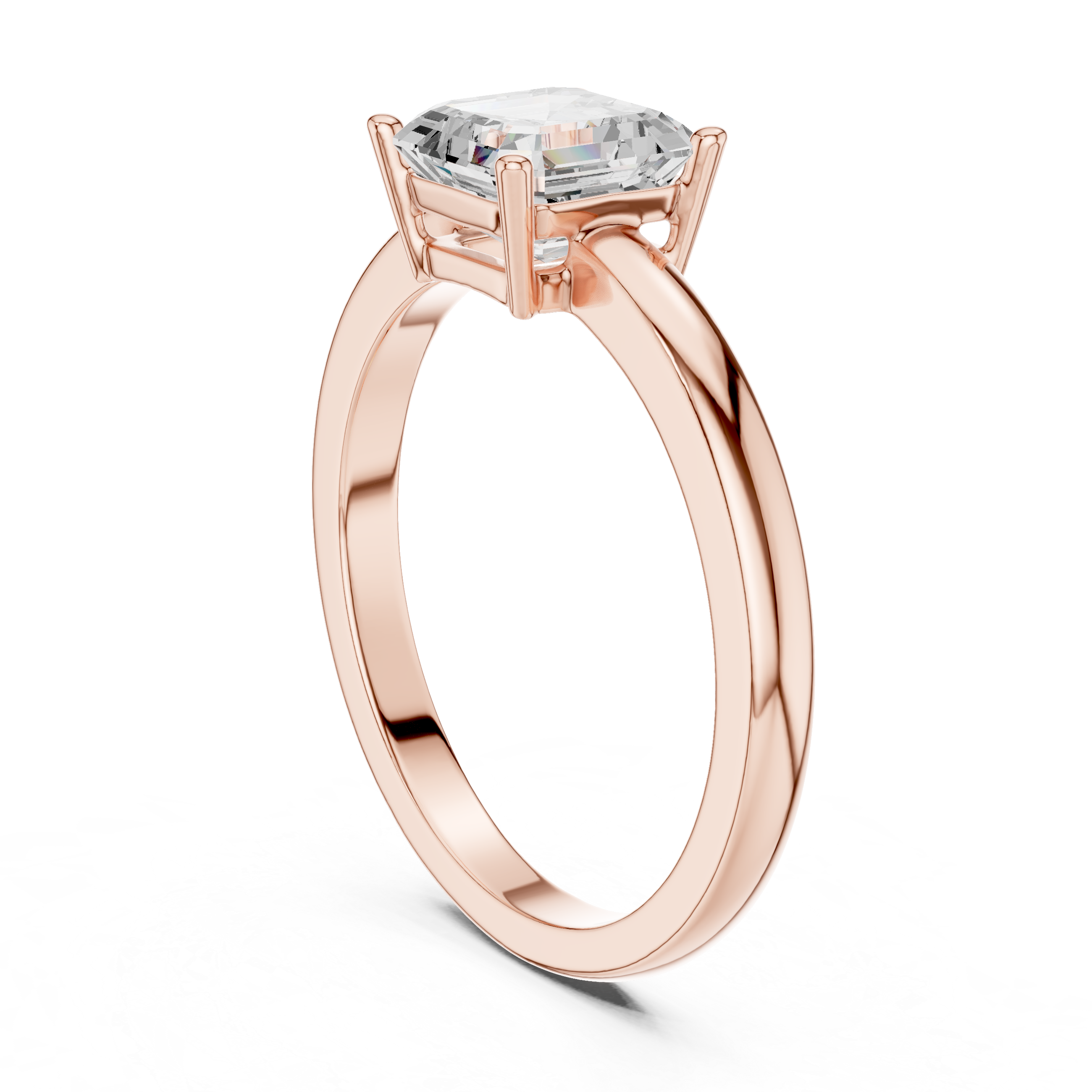 Classic Asscher Cut Solitaire Engagement Ring in Rose Gold