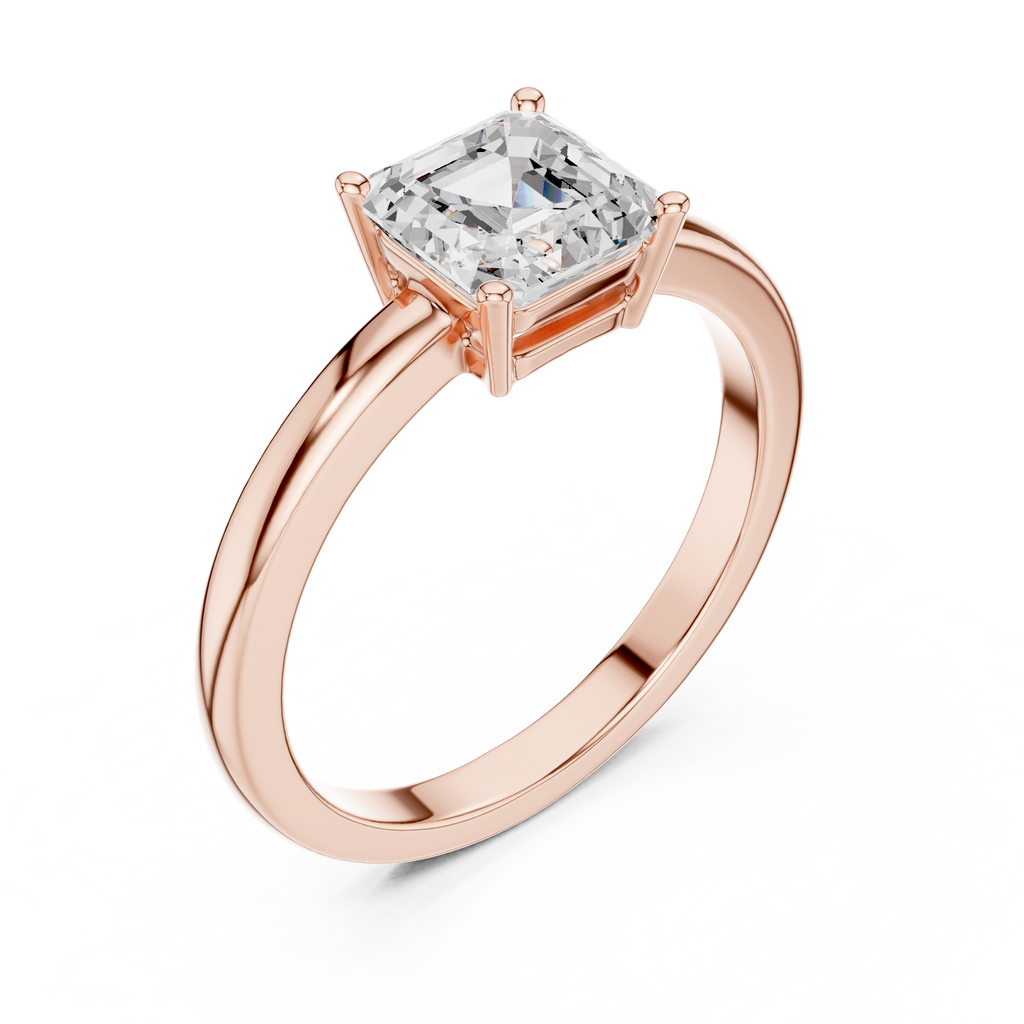 Classic Asscher Cut Solitaire Engagement Ring in Rose Gold