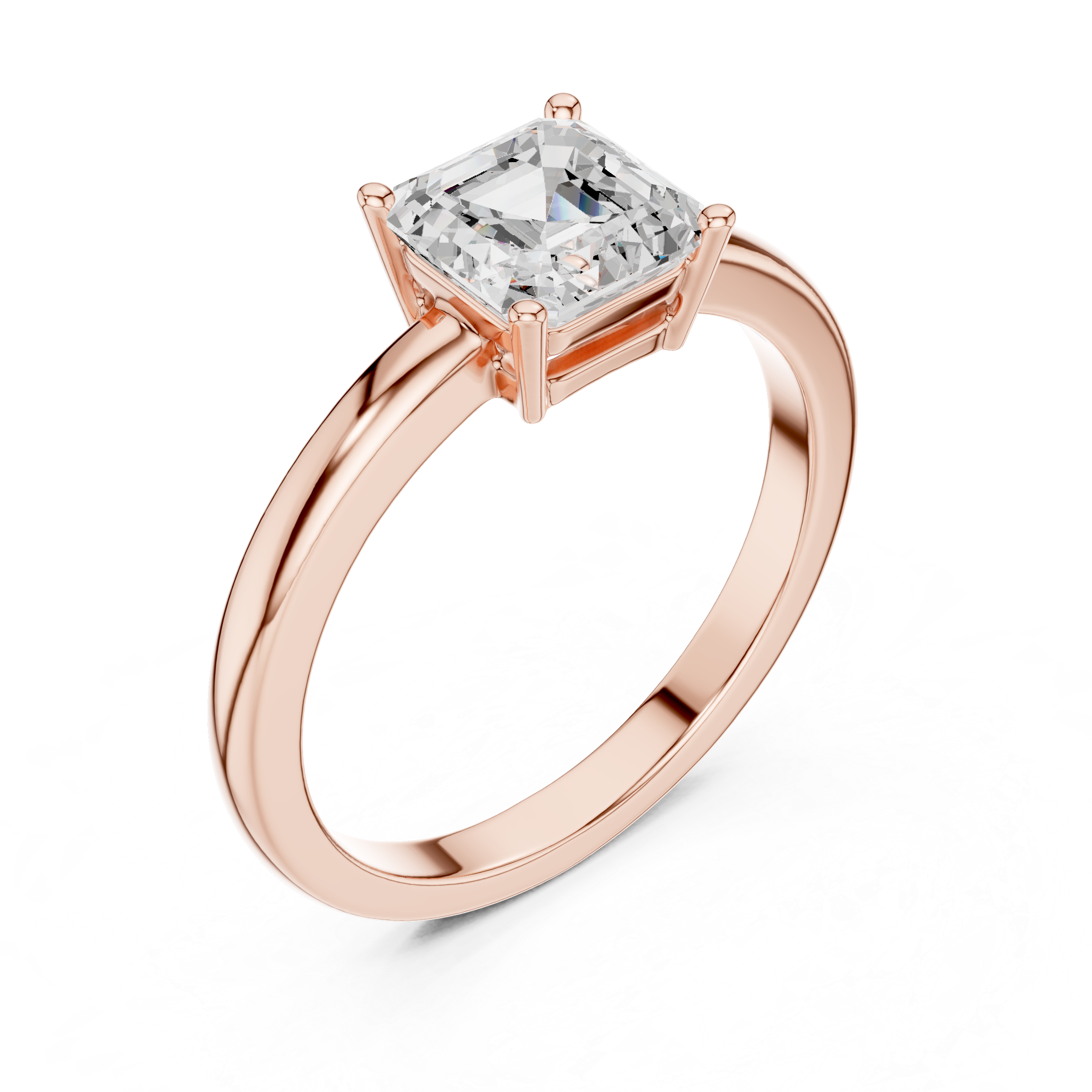 Classic Asscher Cut Solitaire Engagement Ring in Rose Gold