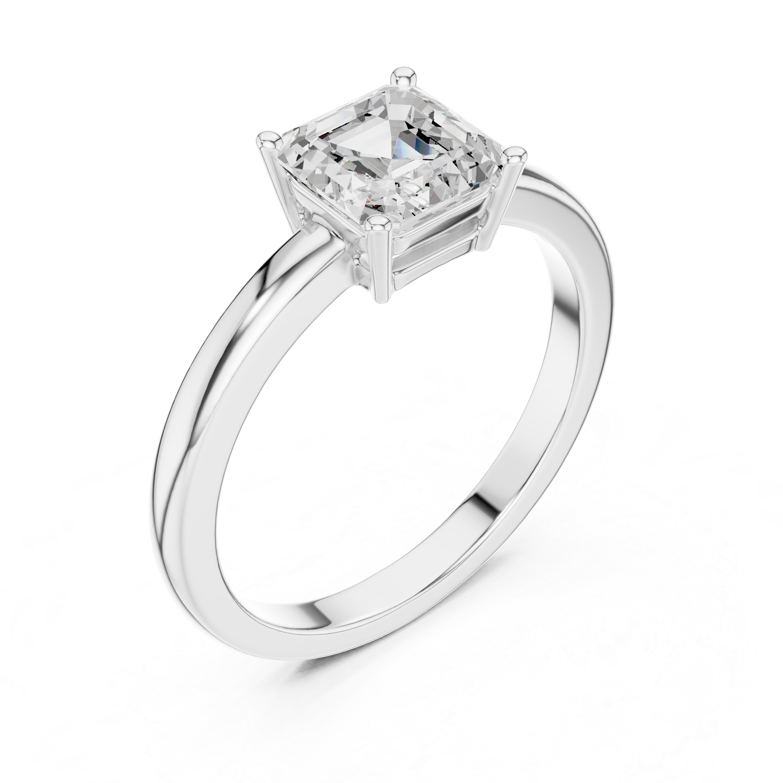 Classic Asscher Cut Solitaire Engagement Ring in Rose Gold