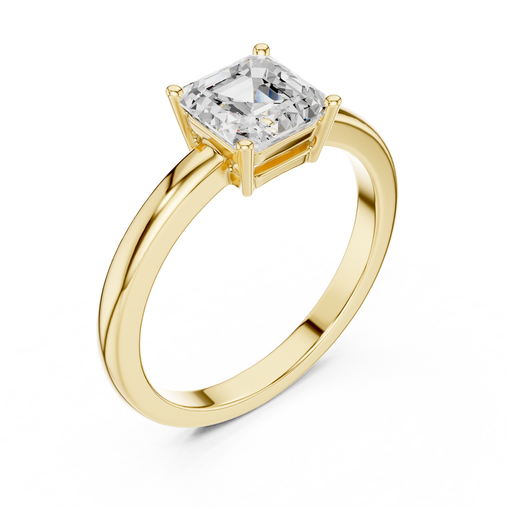 Classic Asscher Cut Solitaire Engagement Ring in Rose Gold